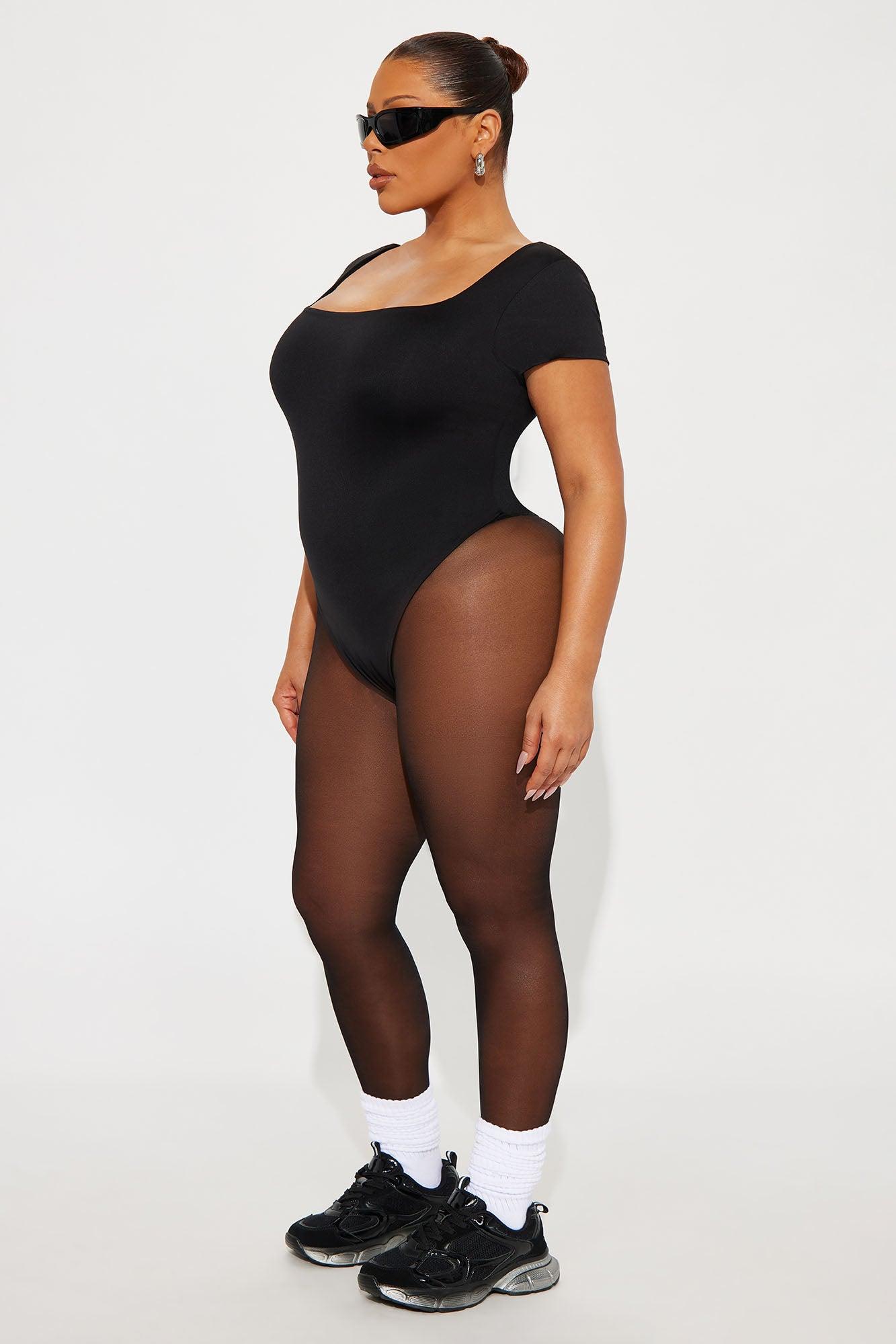 Contour Double Lined Square Neck Bodysuit - Black Female Product Image