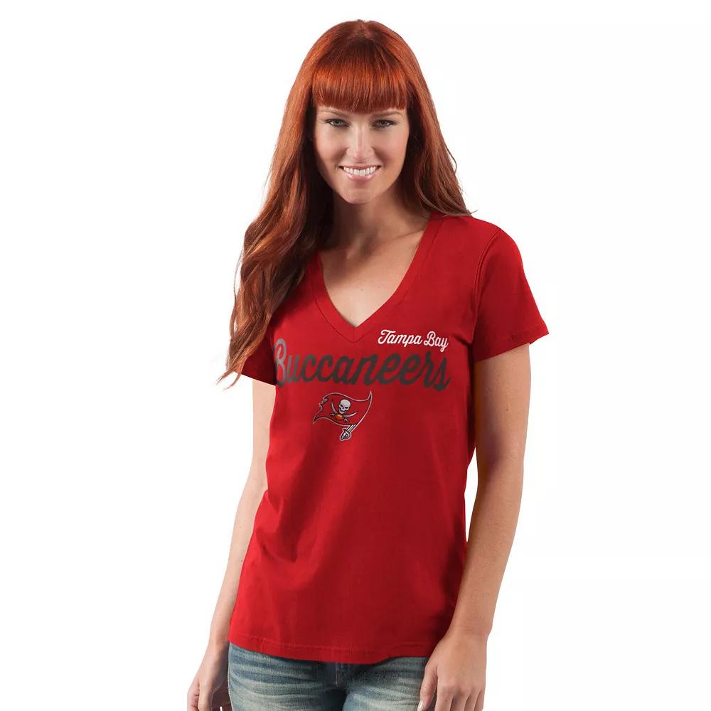 Women's G-III 4Her by Carl Banks Red Tampa Bay Buccaneers Post Season V-Neck T-Shirt, Size: XL Product Image
