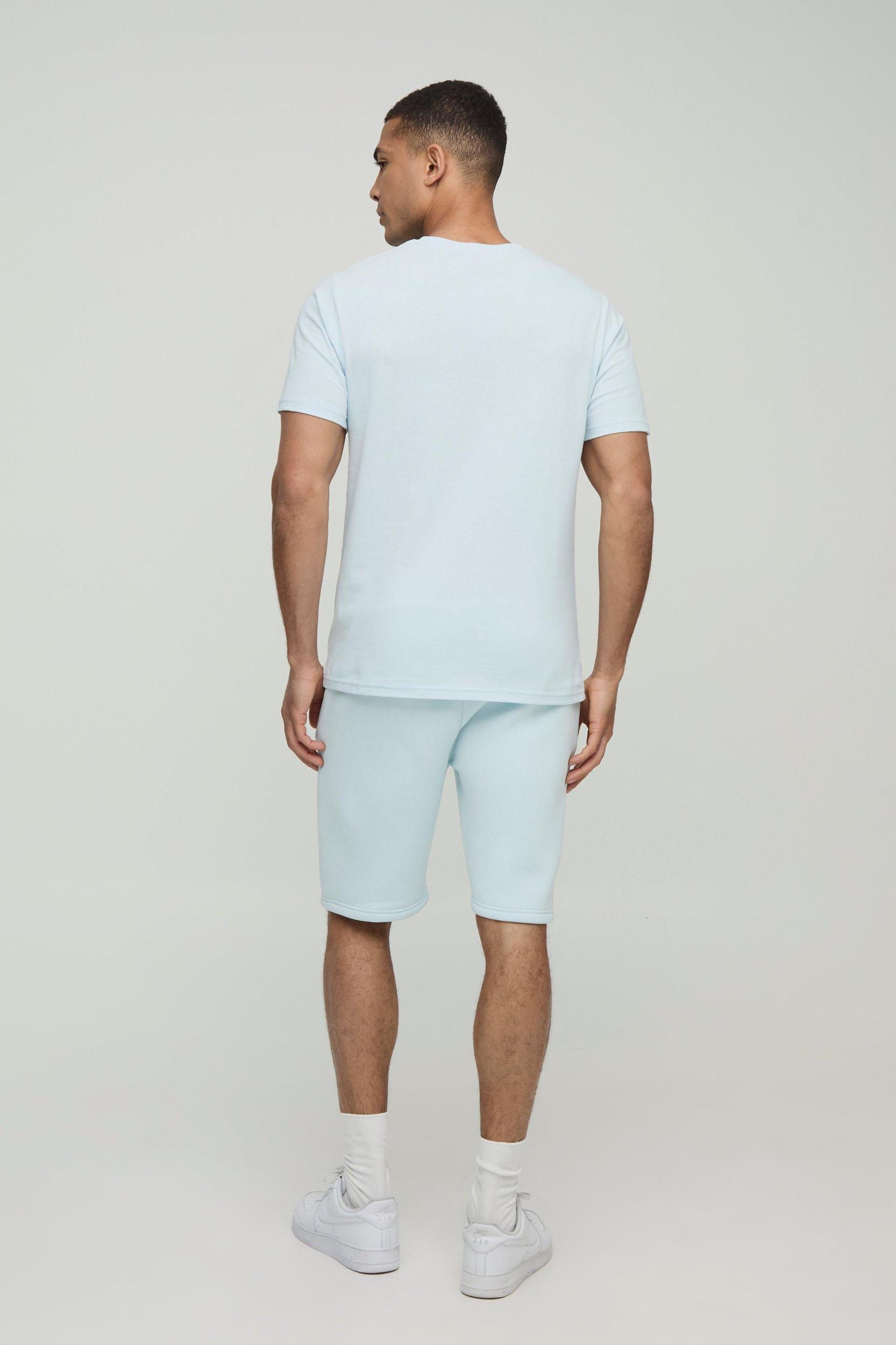 Slim Fit Man Panelled T-Shirt and Short Set | boohooMAN USA Product Image