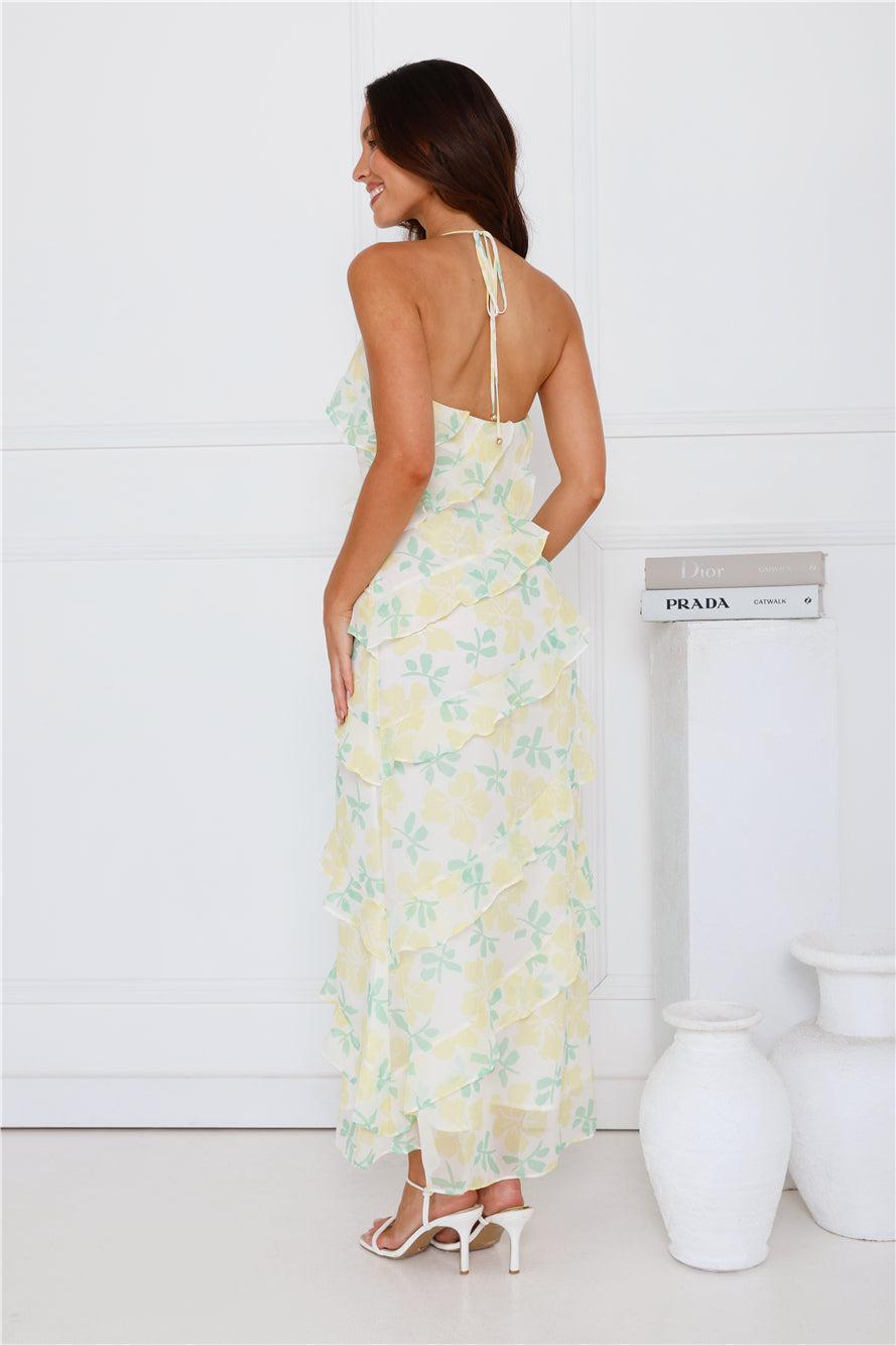 Unique Beauty Halter Maxi Dress Yellow Product Image