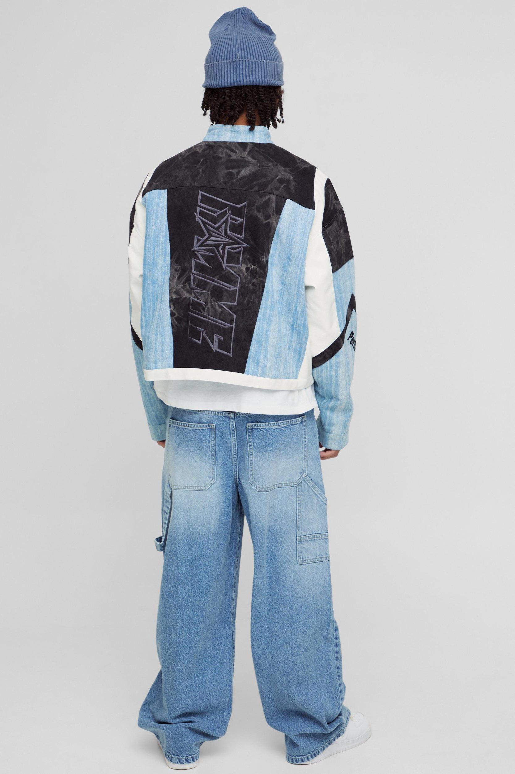 Washed Adjustable Waist Baggy Carpenter Jeans | boohooMAN USA Product Image