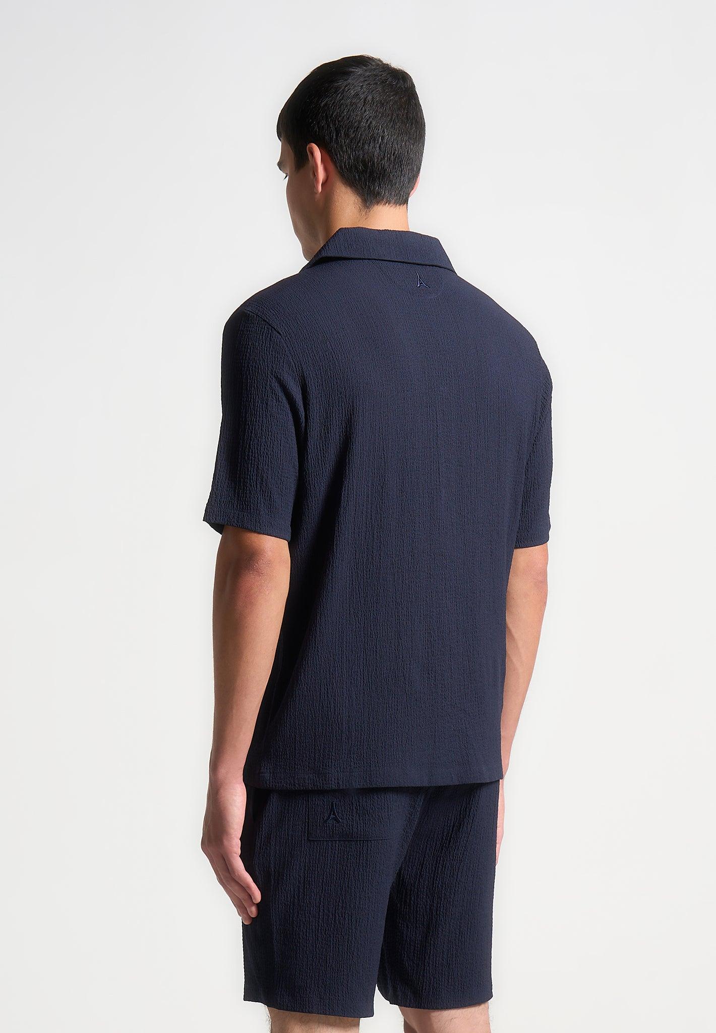 Seersucker Revere Shirt - Navy Male Product Image