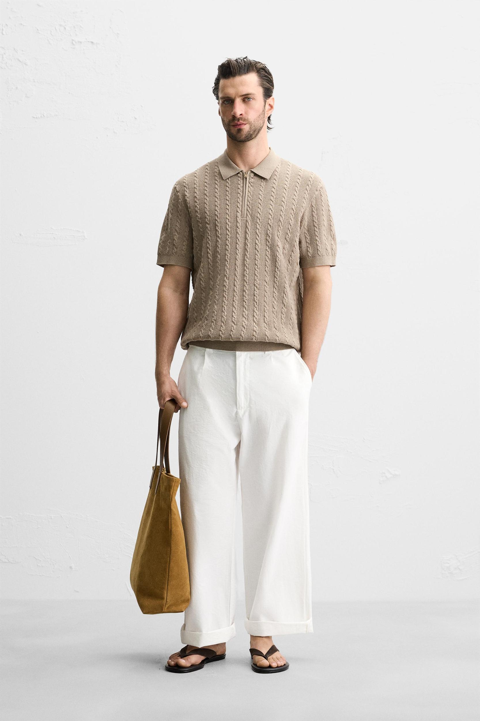 CABLE KNIT POLO SHIRT Product Image