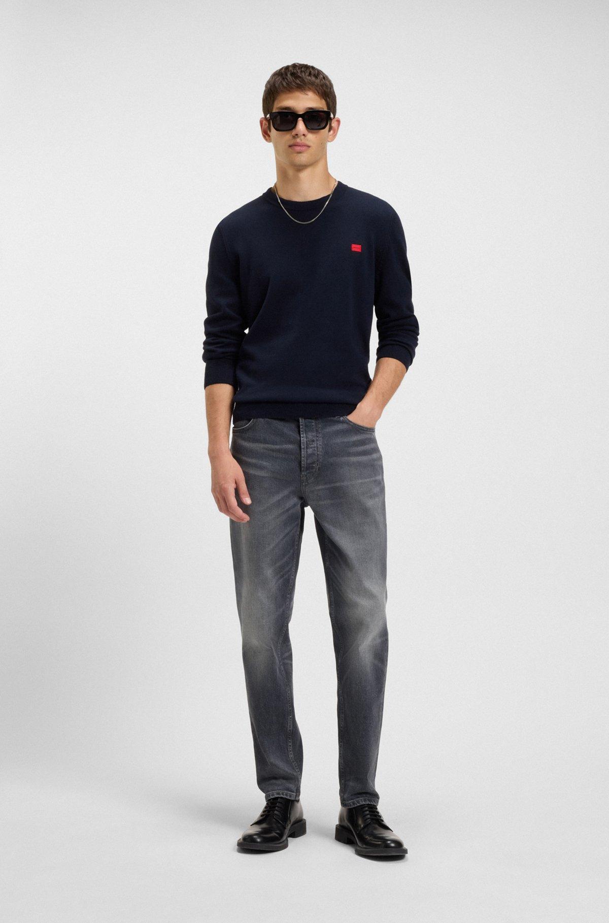 Tapered-fit jeans in used-effect gray denim Product Image