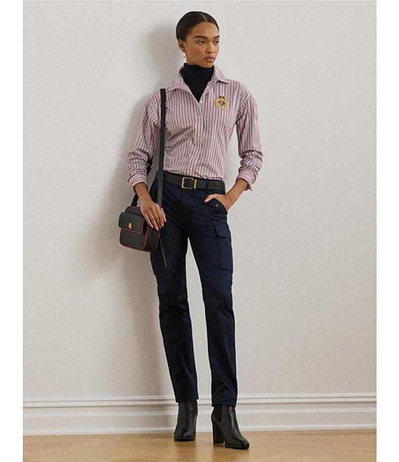 Lauren Ralph Lauren Cotton Sateen High-Rise Straight Leg Ankle Length Cargo Pant Product Image