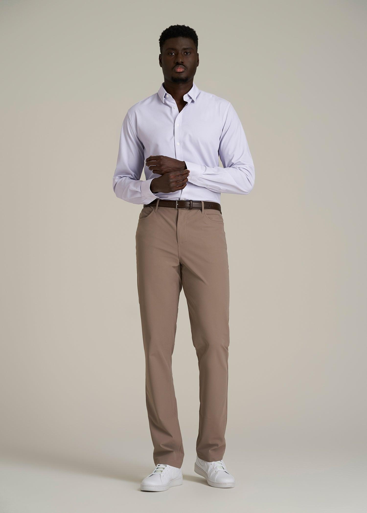 Traveler Stretch Dress Shirt for Tall Men in Light Violet Geometric Male Product Image