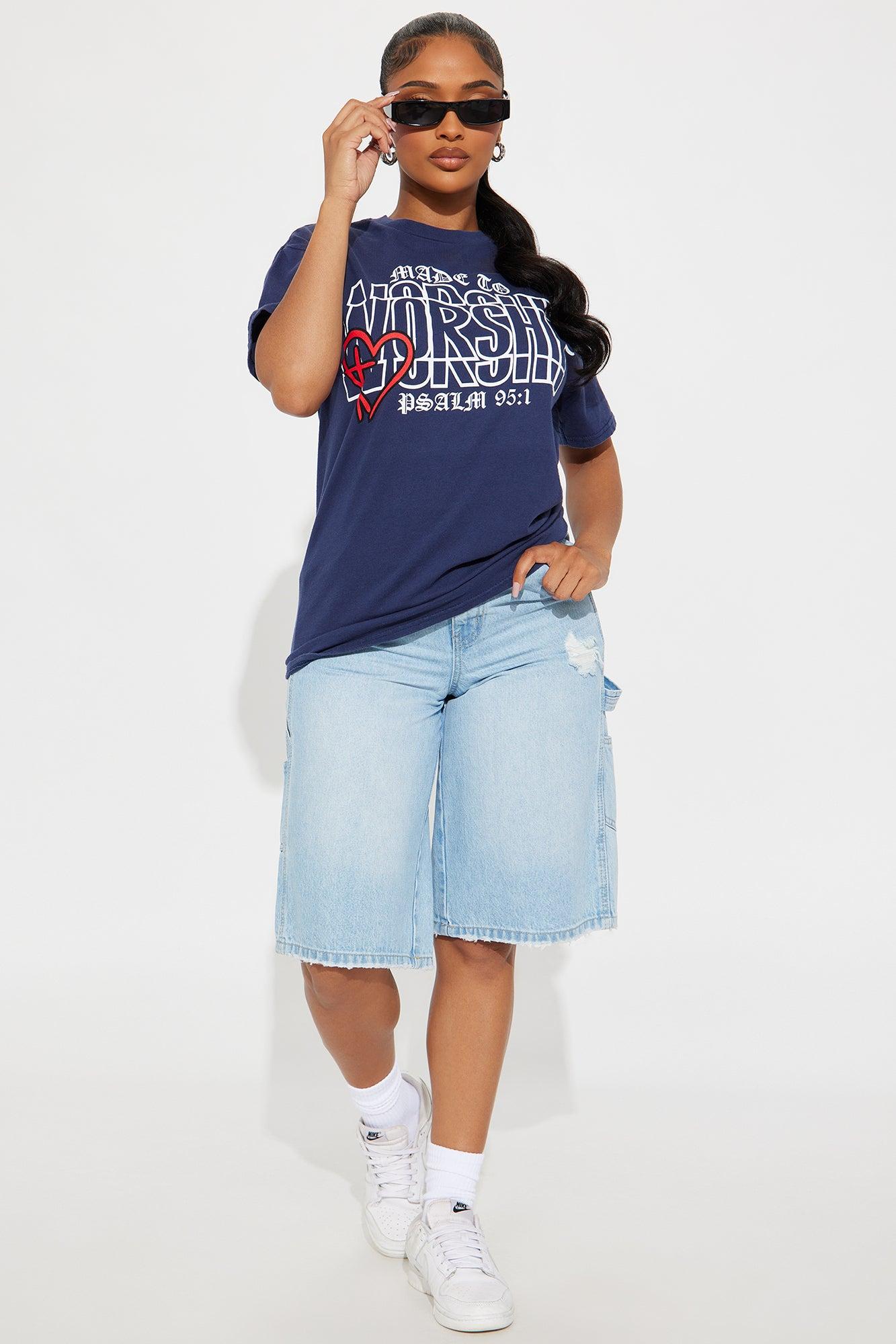 Worship Vintage Washed Tee - Navy Female Product Image