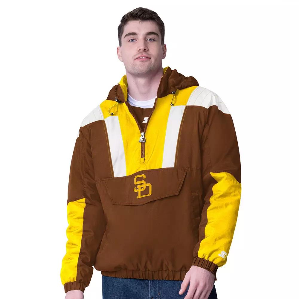 Men's Starter  Brown San Diego Padres Cooperstown Collection Charger Half-Zip Jacket, Size: 2XL Product Image
