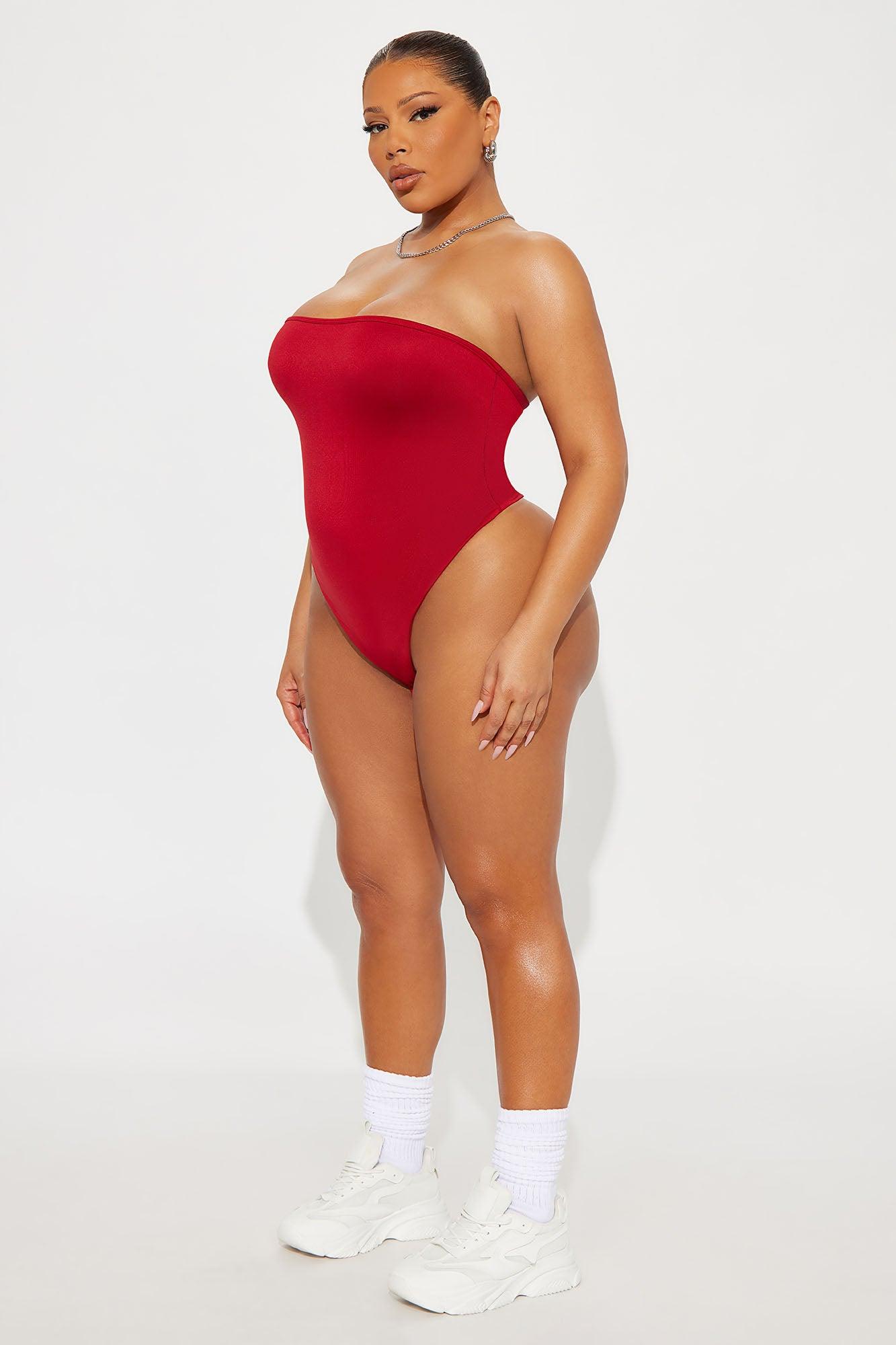 Contour Double Lined Strapless Bodysuit - Red Female Product Image