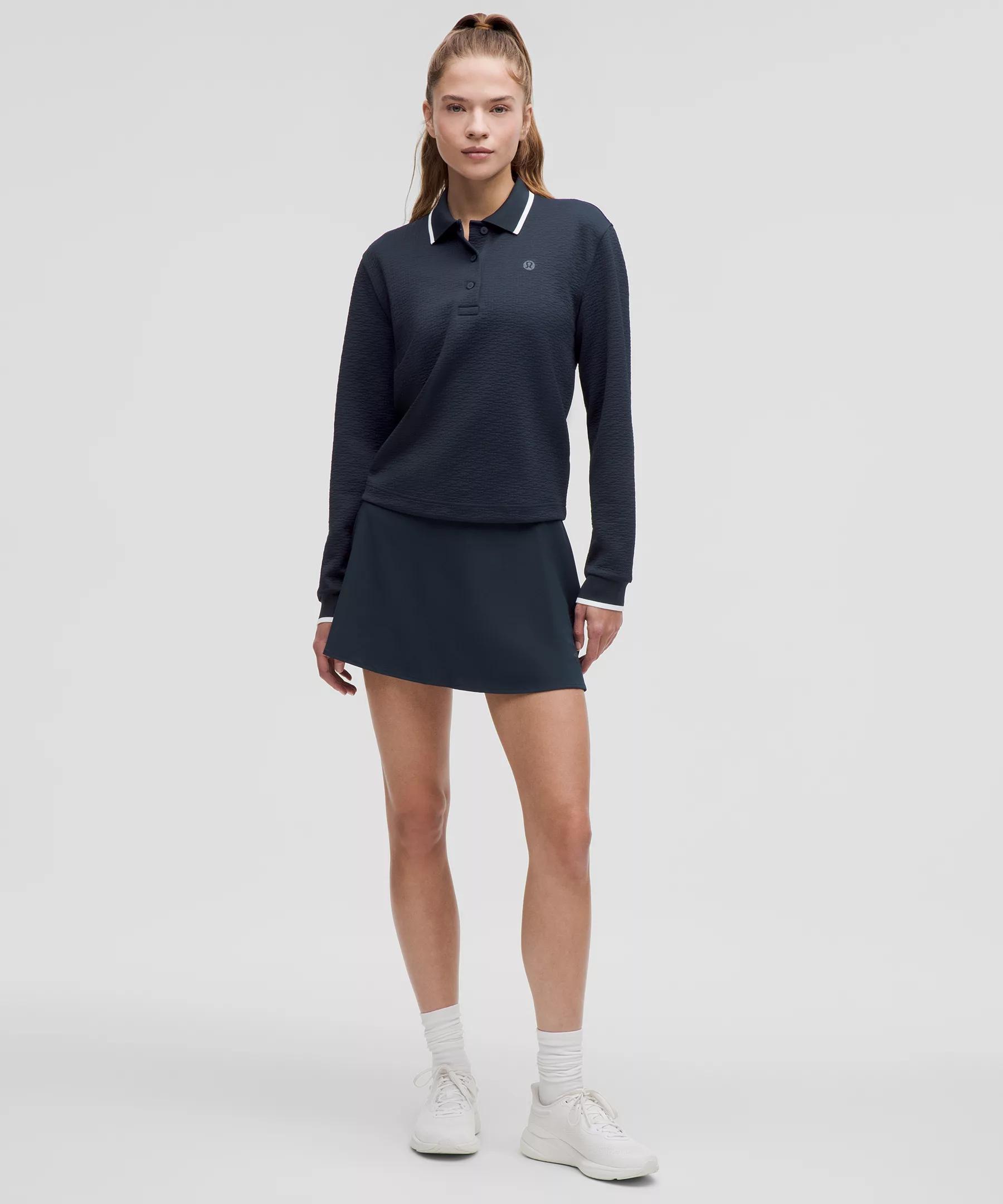 Textured Long-Sleeve Tennis Polo Shirt Product Image