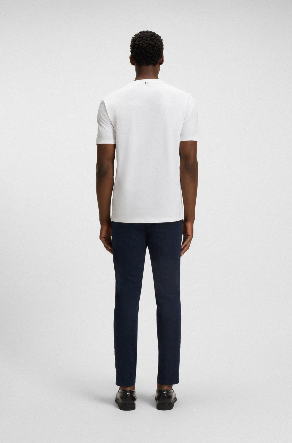 BOSS - Slim-fit long-sleeved polo shirt in mercerized cotton - White Product Image