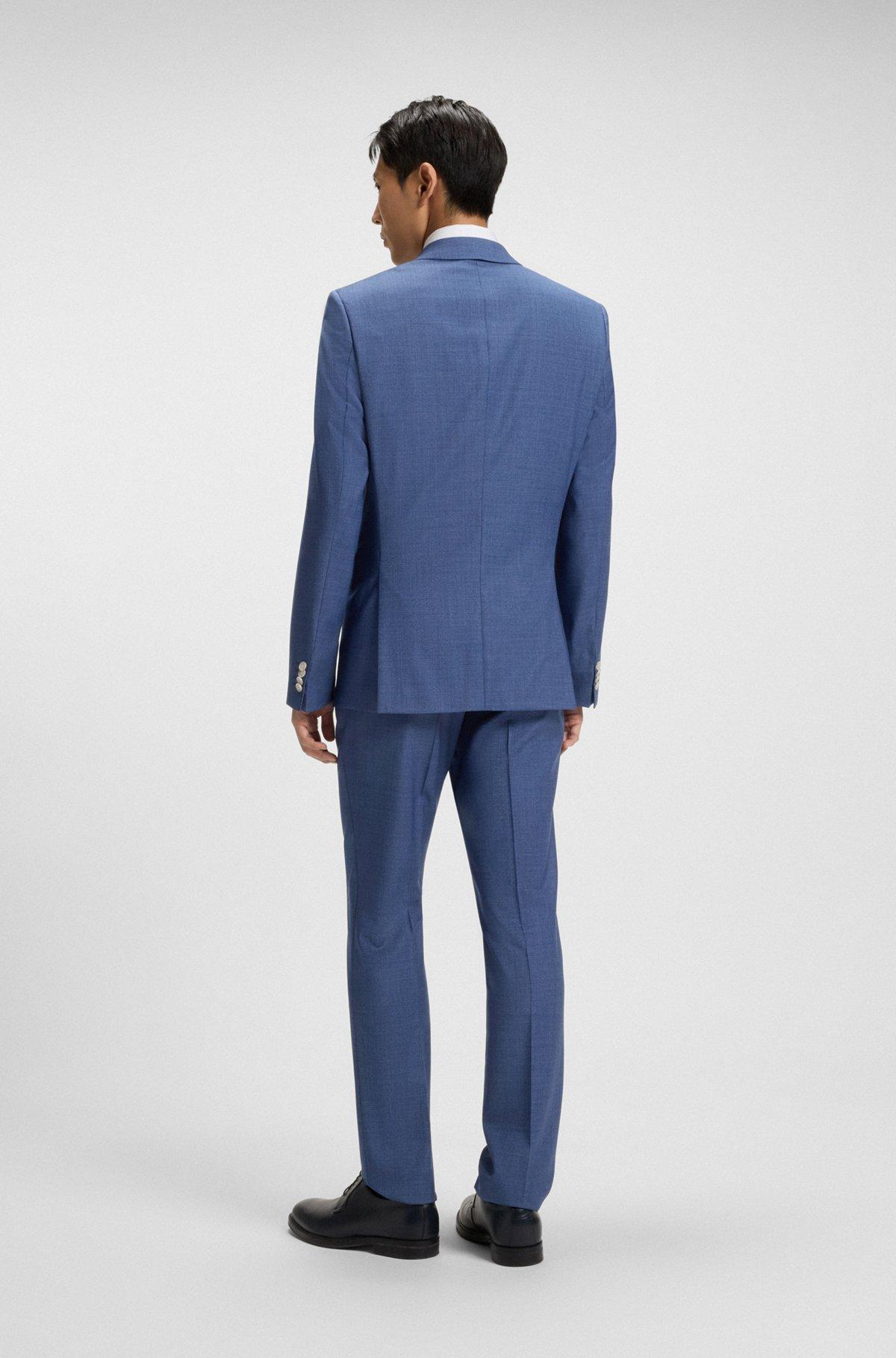 BOSS - Slim-fit suit in micro-patterned wool - Blue Product Image