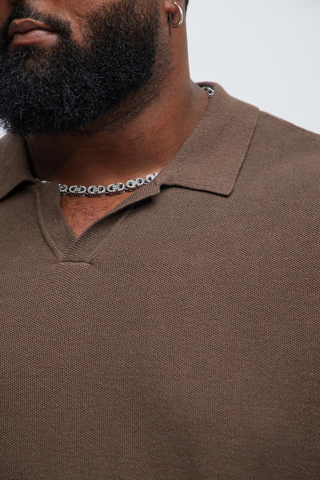 Chazin Textured Johnny Collar Shirt - Brown Product Image