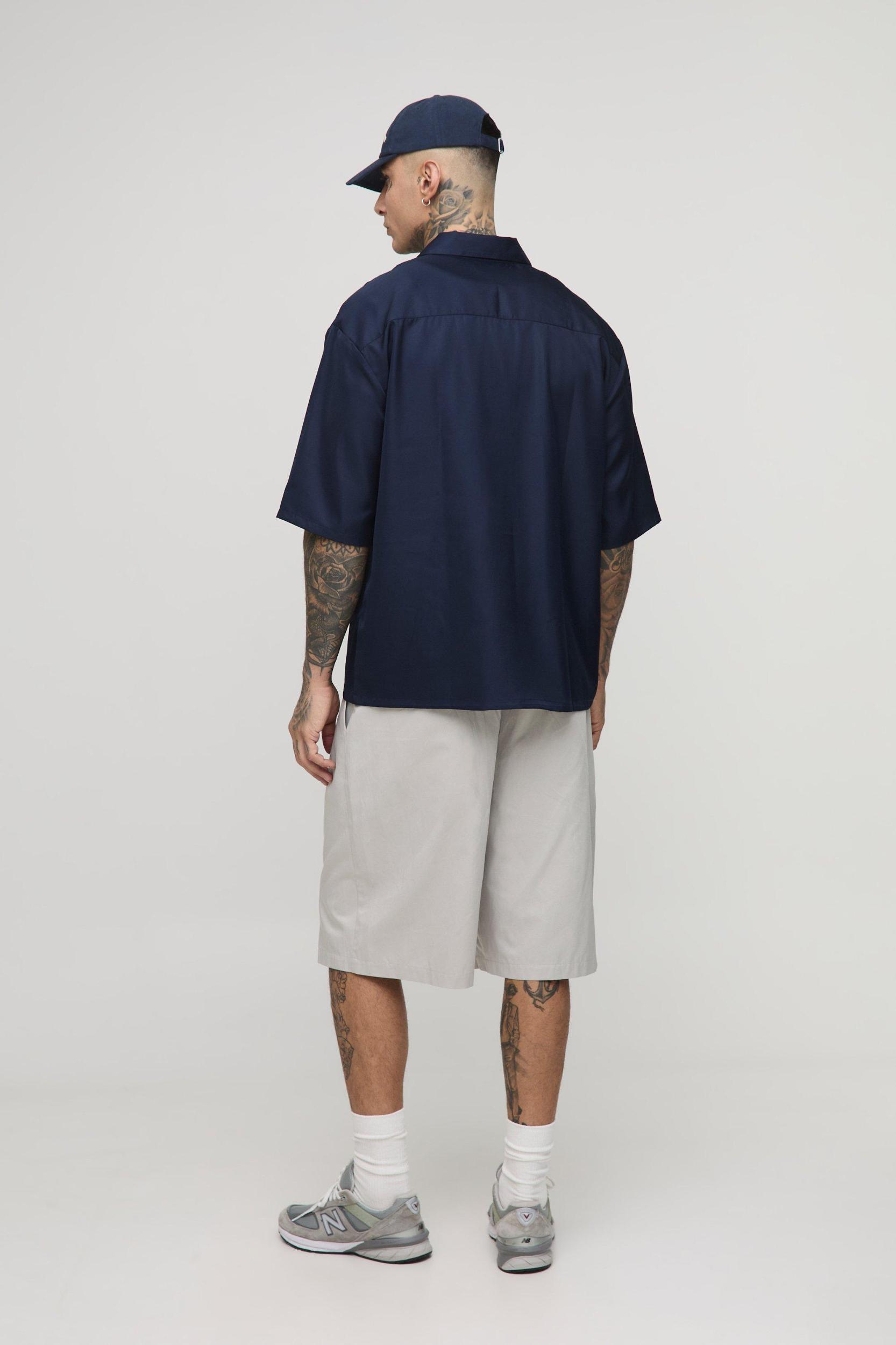 Tall Oversized Zip Through Soft Twill Homme Overshirt | boohooMAN USA Product Image