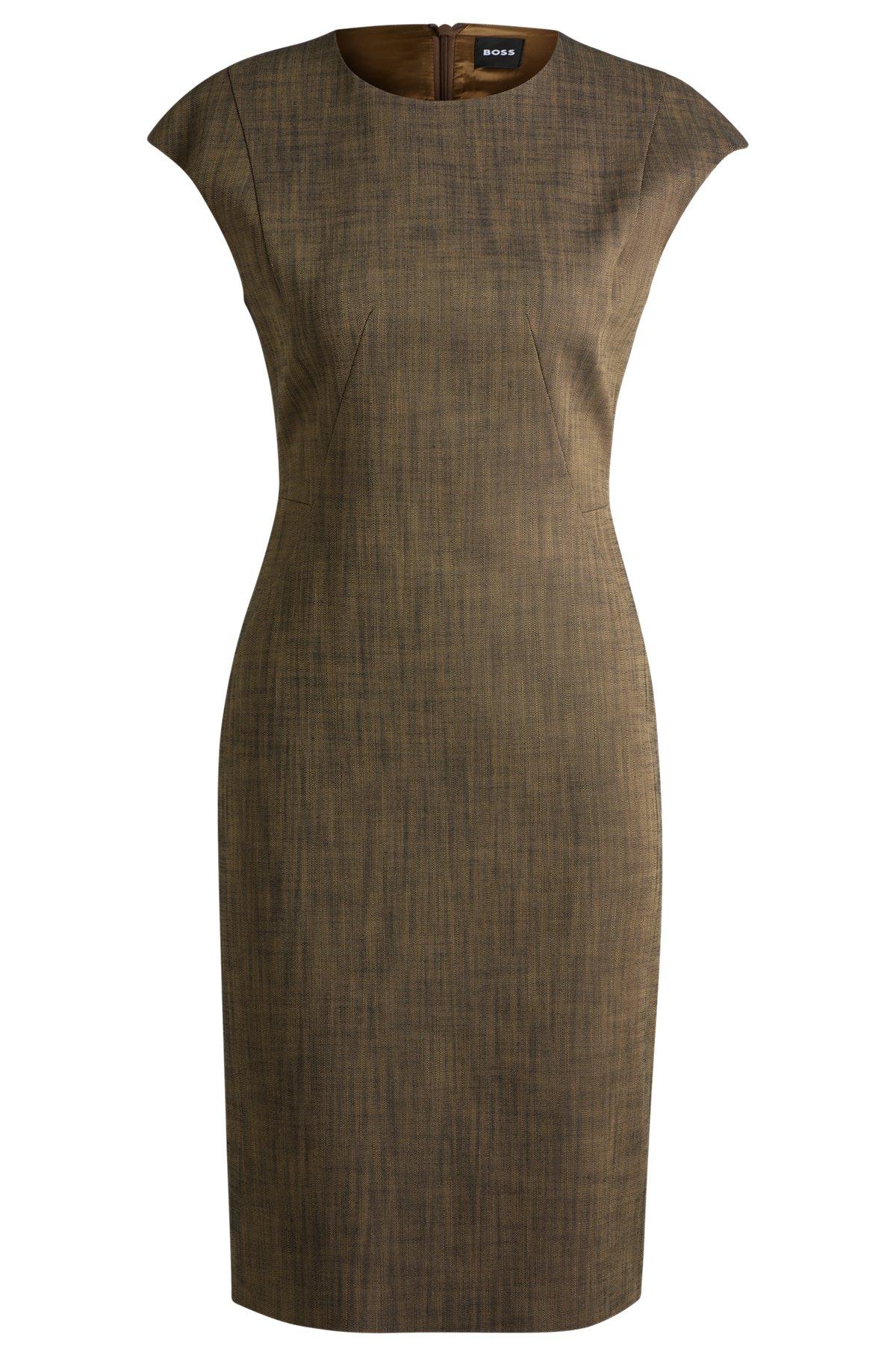 Cap-sleeve dress in melange stretch sharkskin Product Image