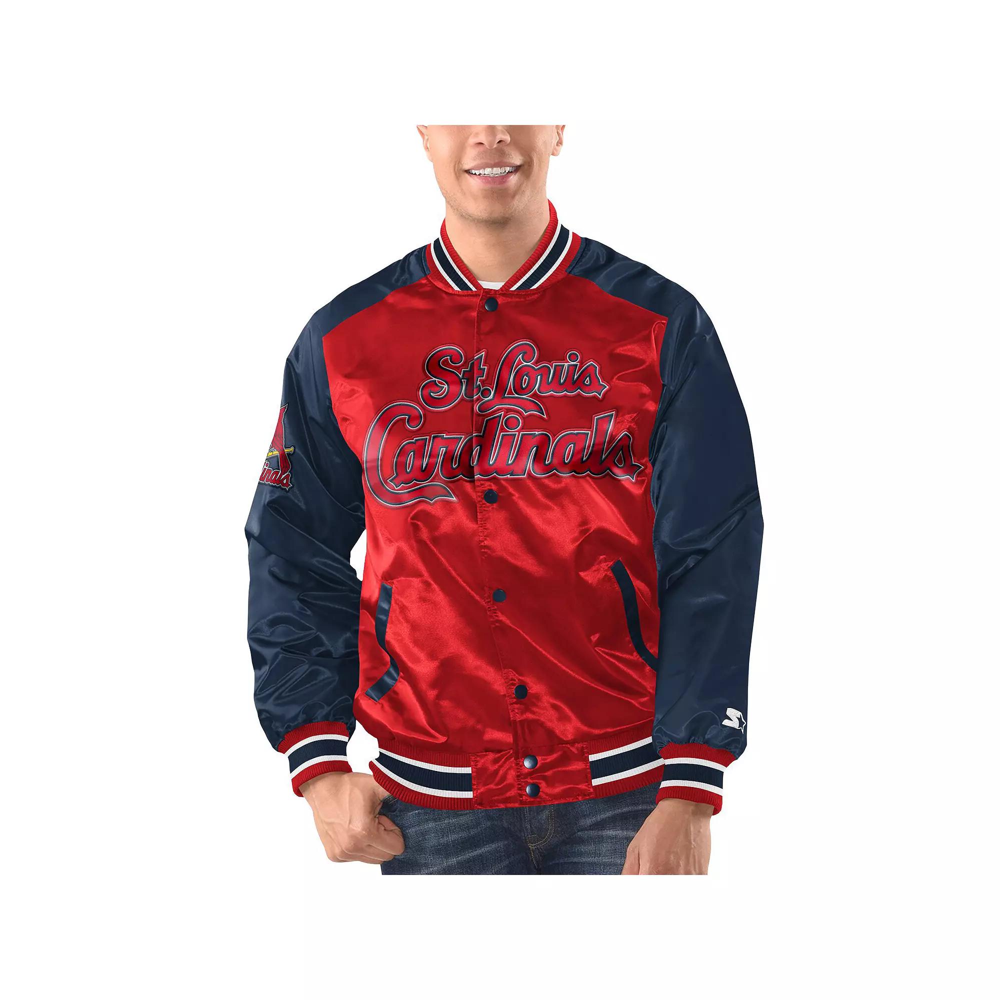 Men's Starter Red/Navy St. Louis Cardinals Varsity Satin Full-Snap Jacket, Size: XL Product Image