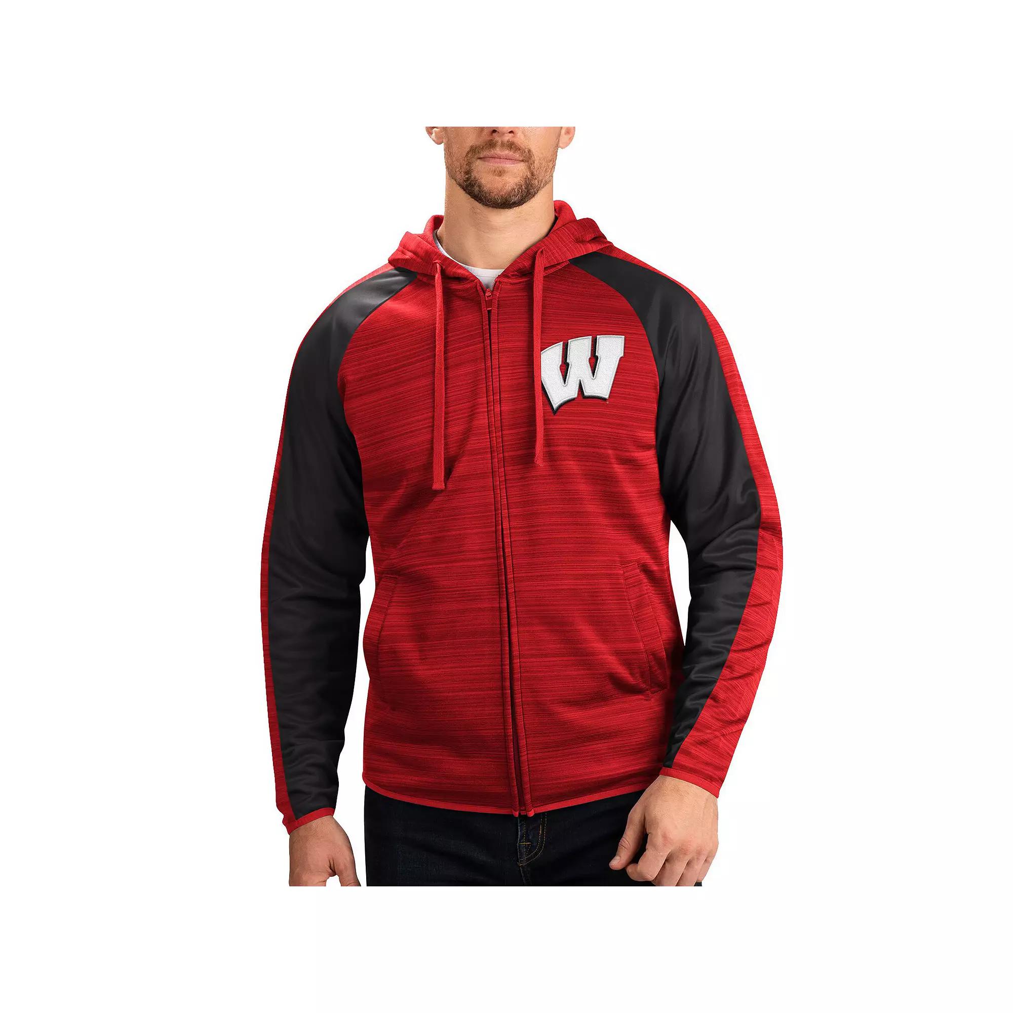 Mens G-III Sports by Carl Banks Wisconsin Badgers Neutral Zone Raglan Full-Zip Track Jacket Hoodie Product Image