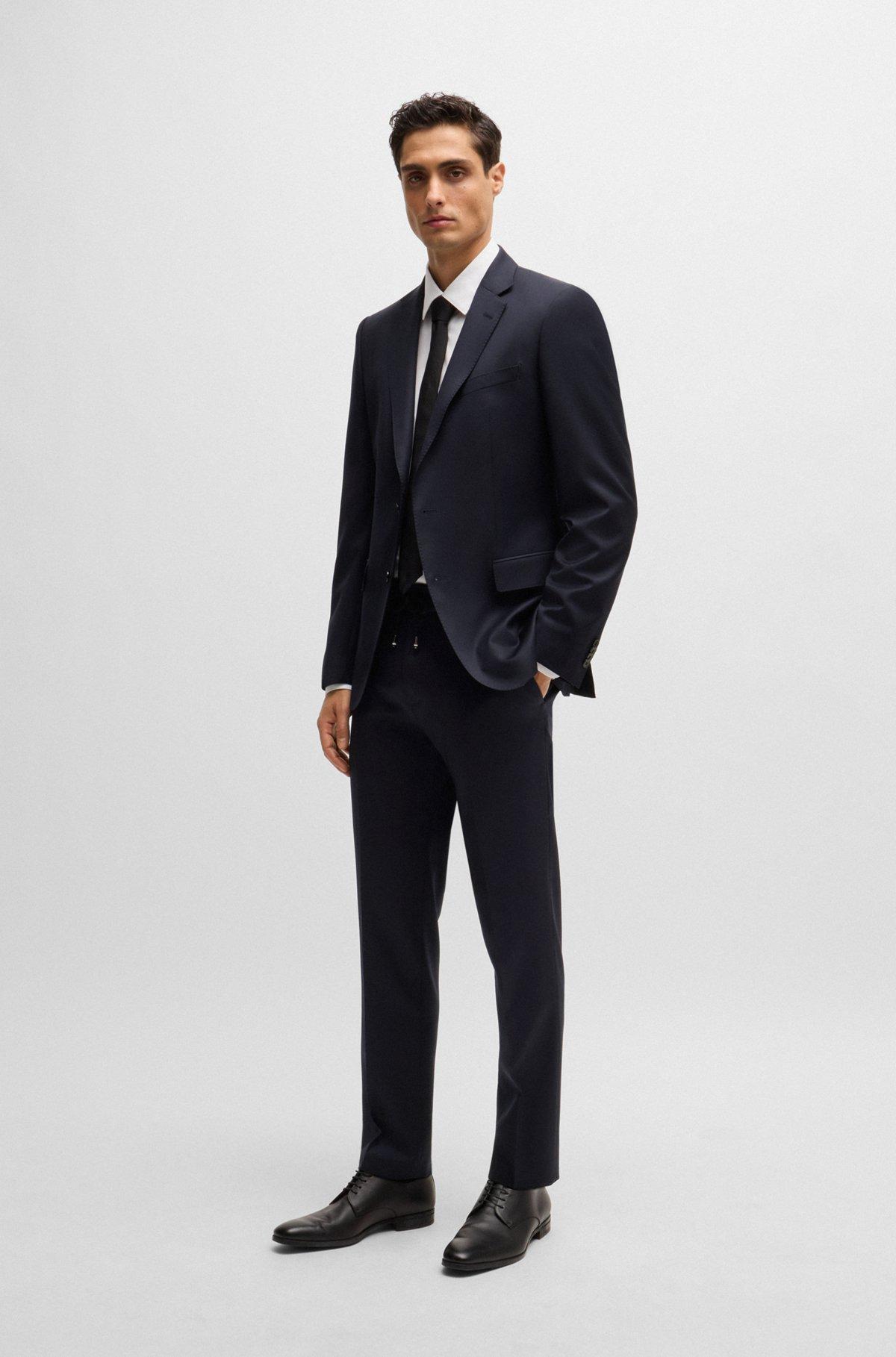 BOSS - Slim-fit suit jacket in virgin-wool serge - Dark Blue Product Image