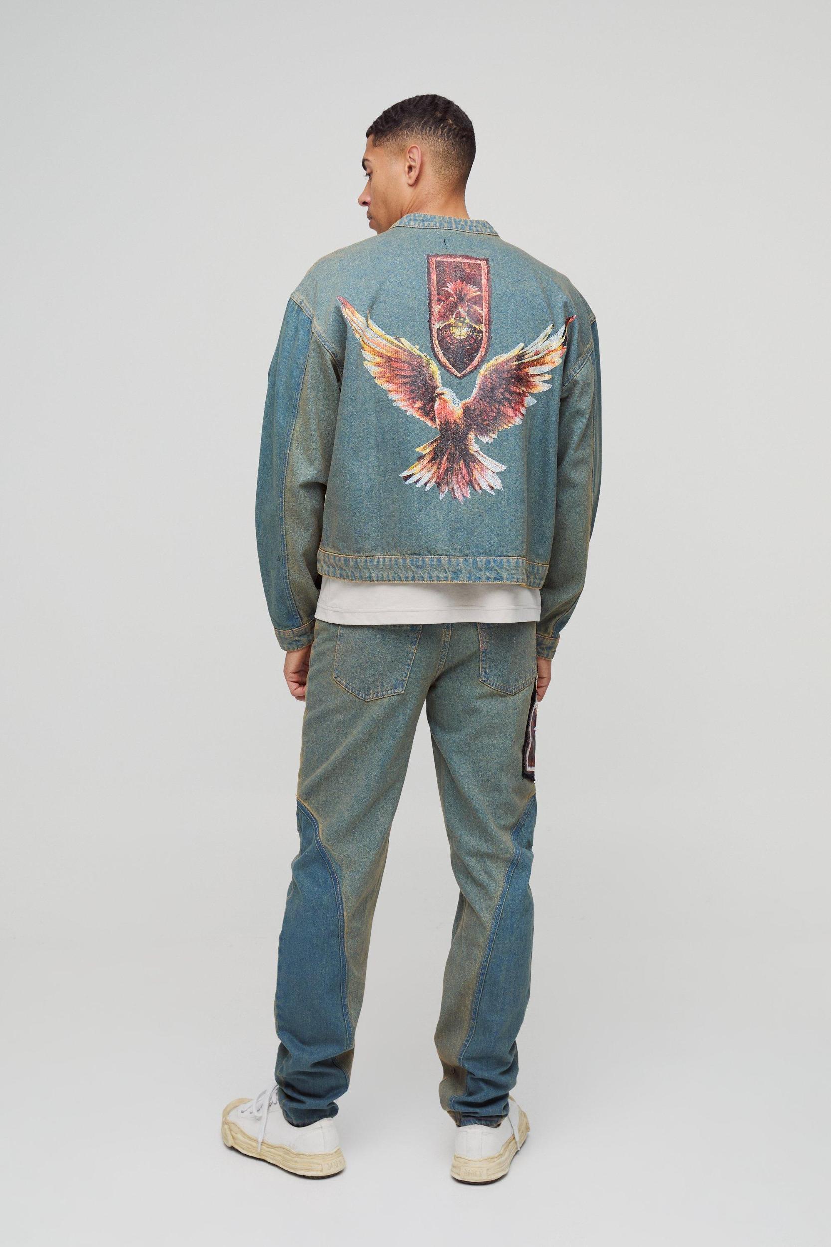 Slim Stacked Gothic Applique Jeans | boohooMAN USA Product Image