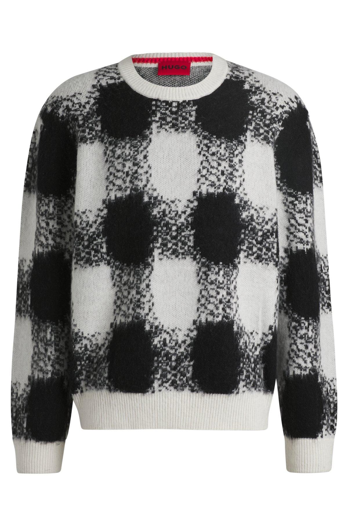 Oversize-fit sweater with jacquard-knitted check pattern Product Image