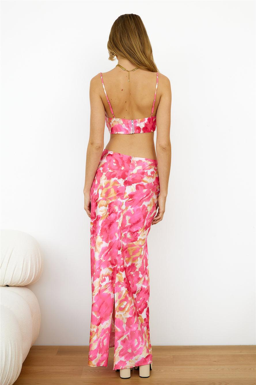 Hidden Behind Your Eyes Midi Skirt Pink Product Image