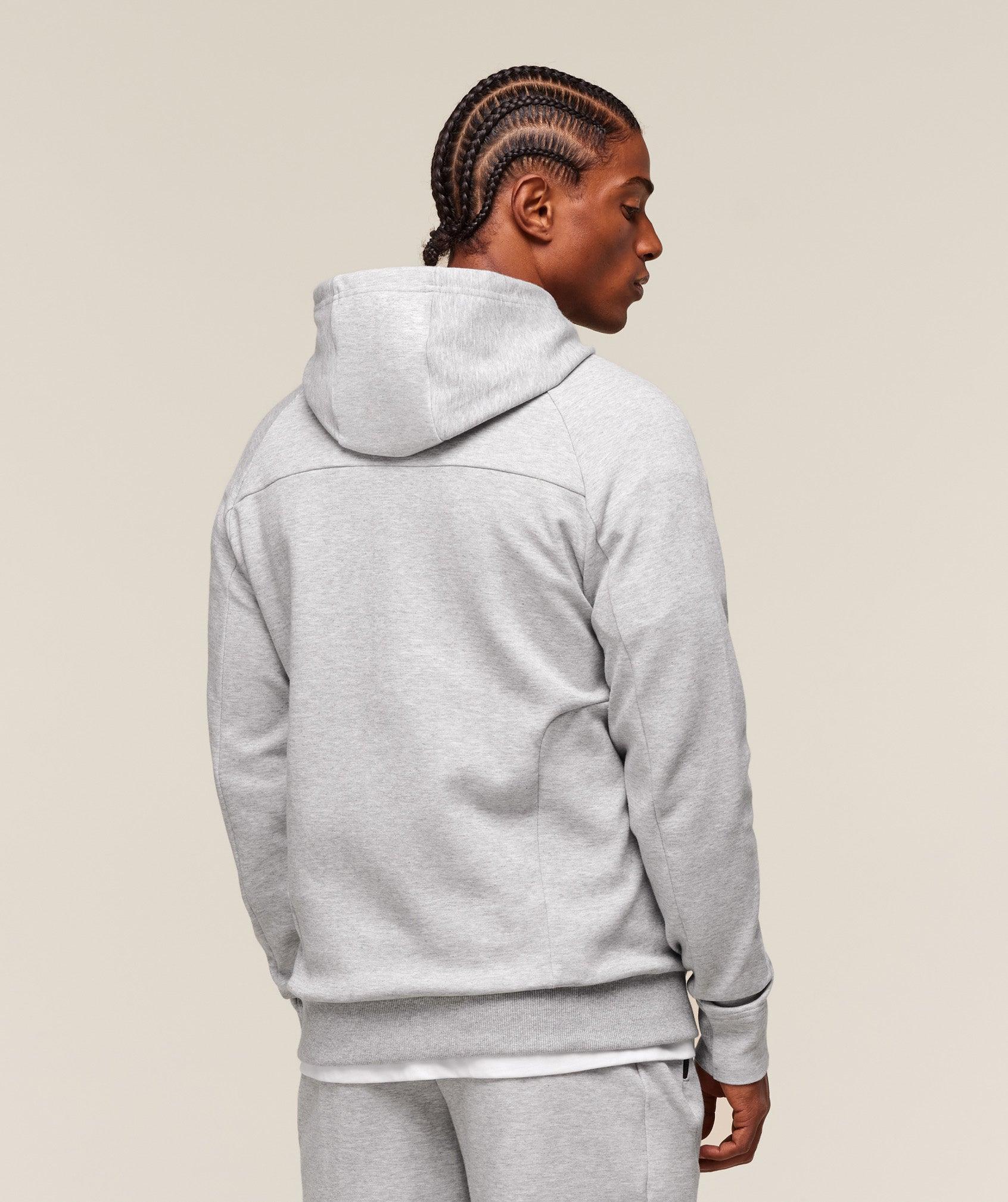 Gymshark Interlock Tech Zip Up Hoodie - Light Grey Core Marl Male Product Image