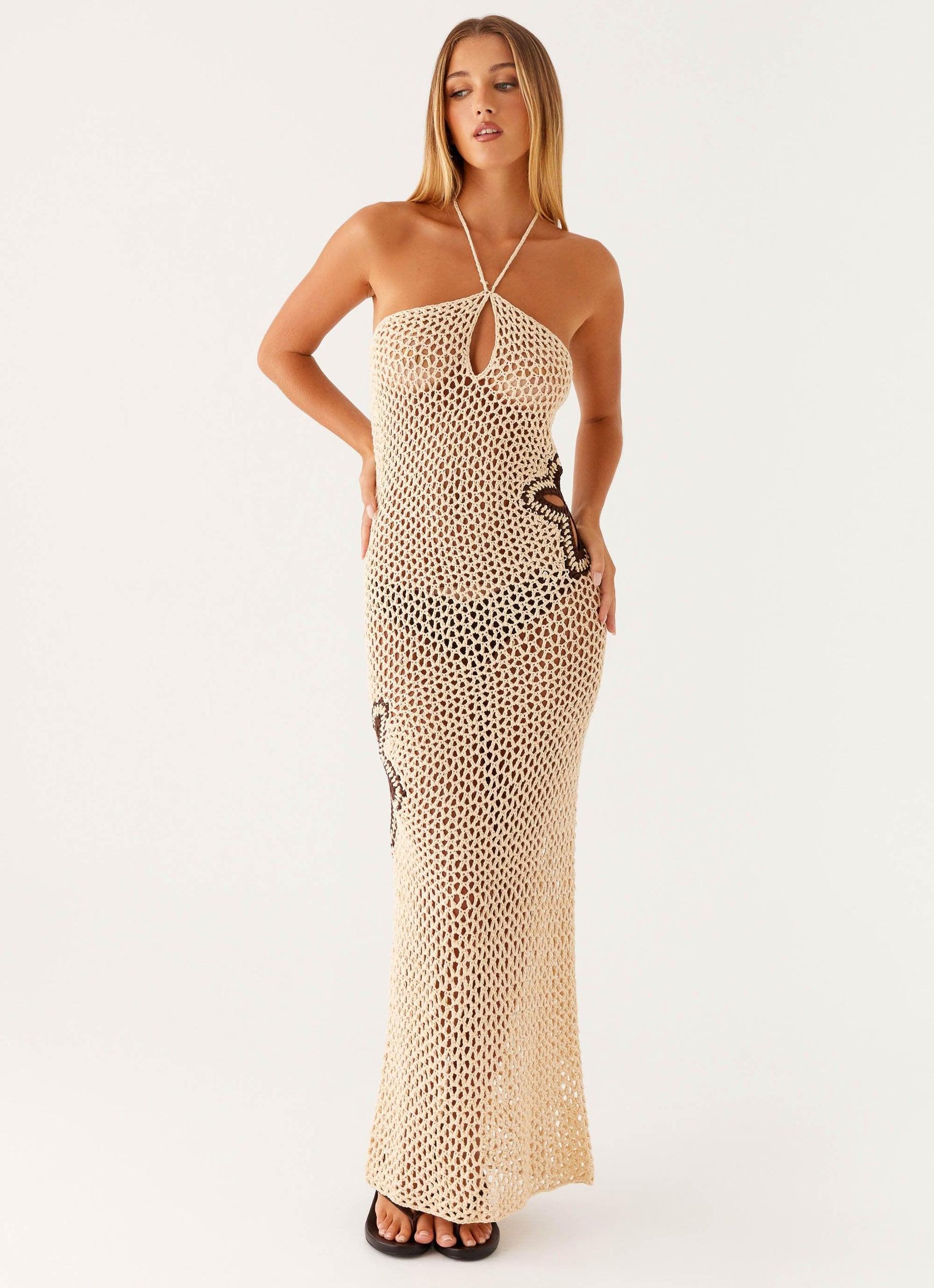 Aster Crochet Maxi Dress - Pastel Yellow Product Image