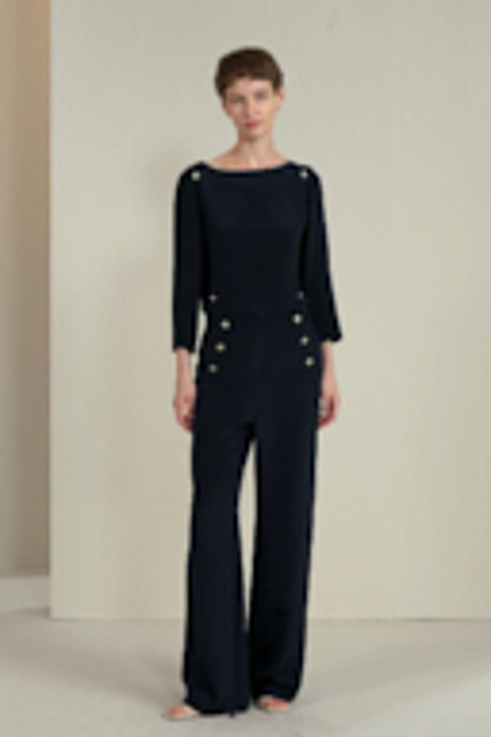 Dubrovnik 3/4 Sleeved Silk Top With Button Accents Product Image