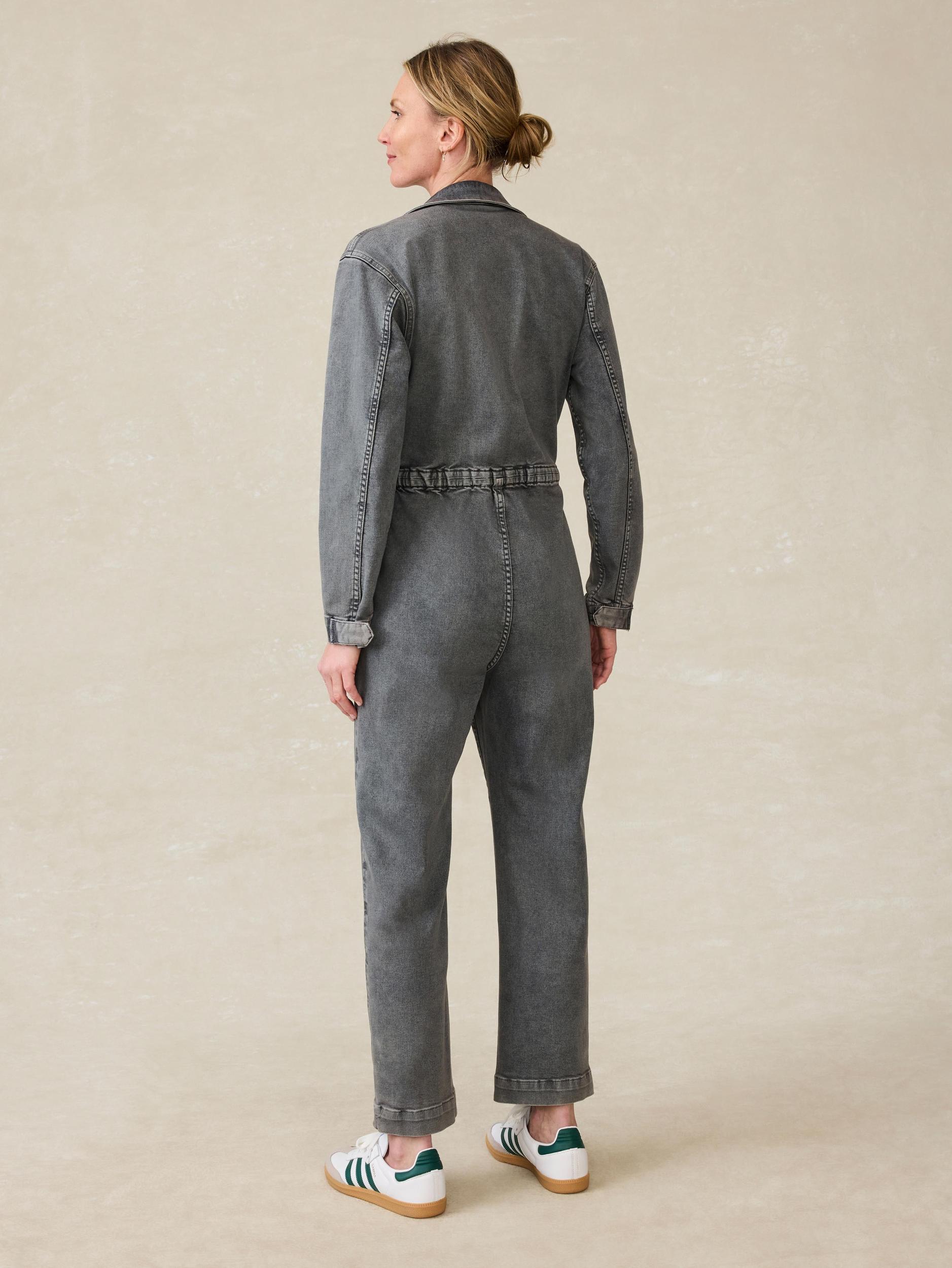 Sunwashed Denim Jumpsuit - Washed Black Female Product Image