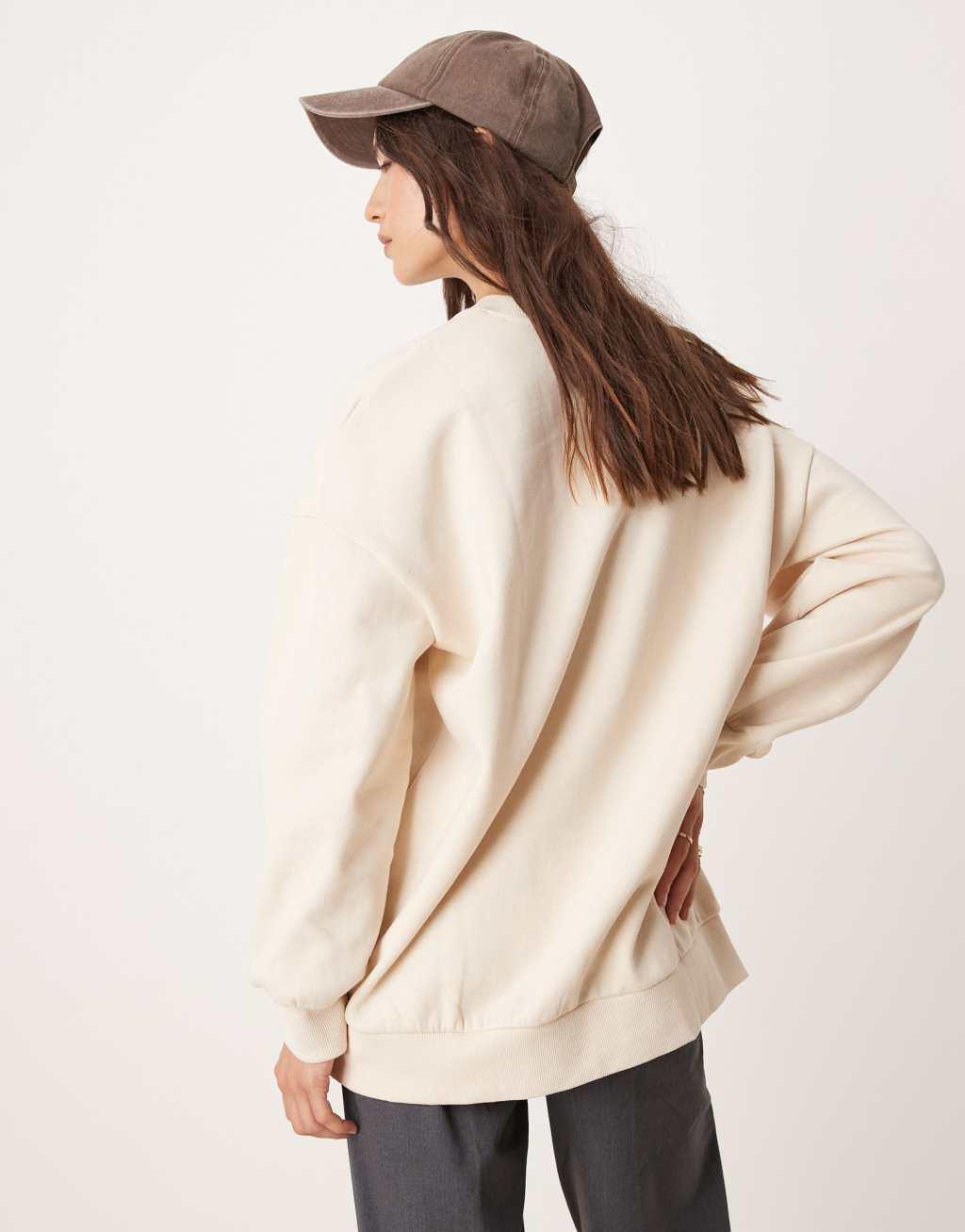Miss Selfridge Manhattan oversized sweatshirt in ecru Product Image
