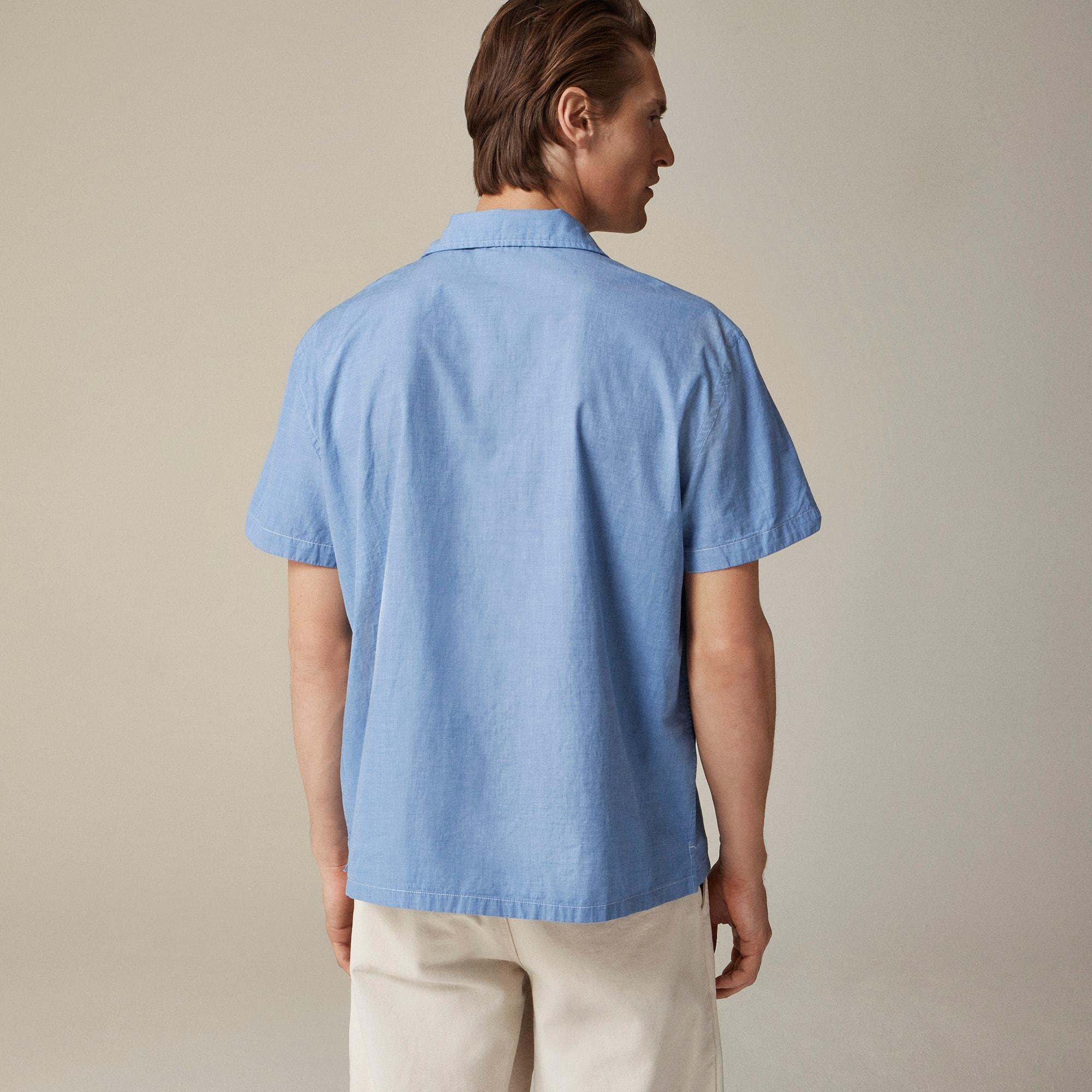 Short-sleeve Secret Wash cotton poplin camp-collar shirt Product Image