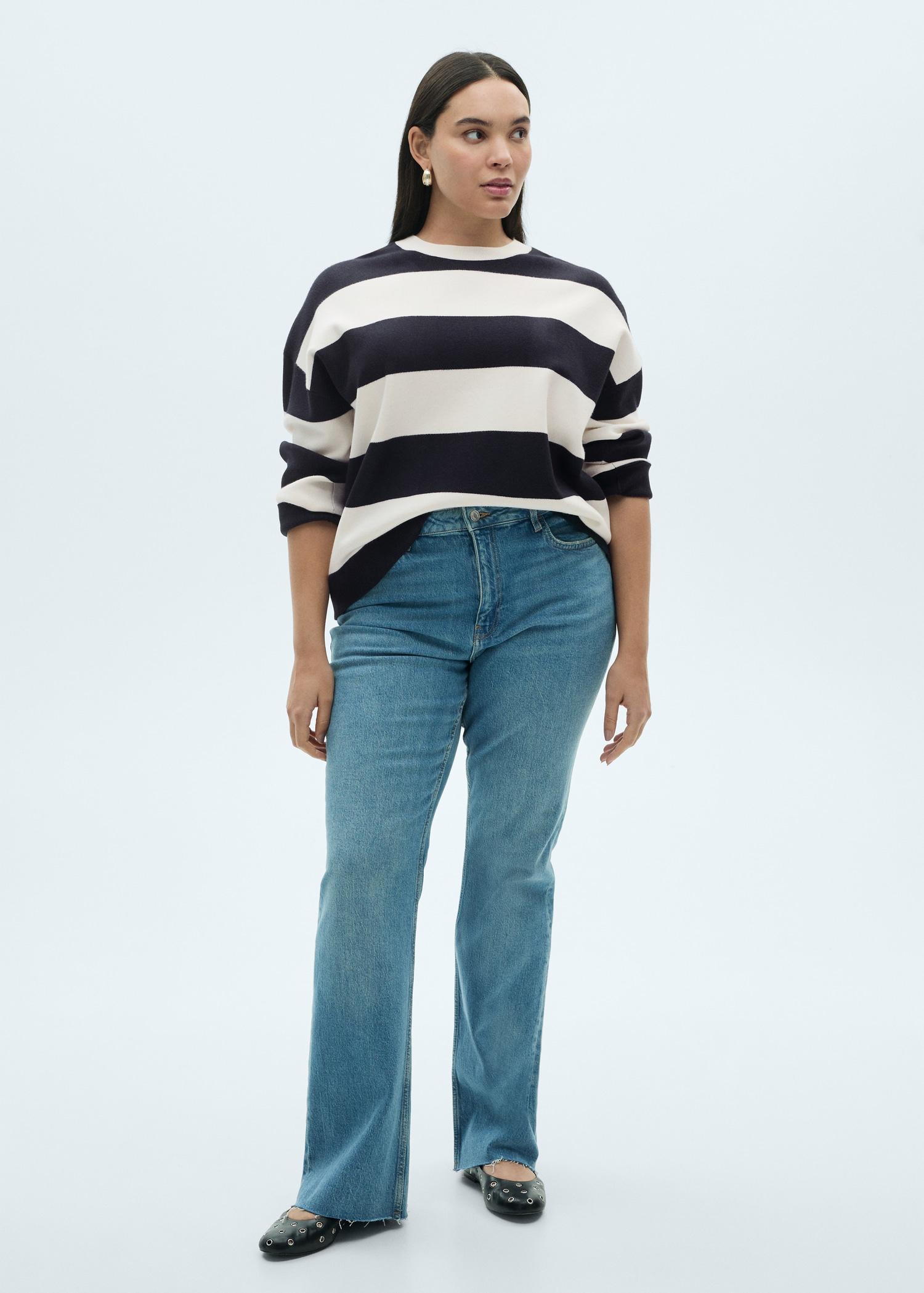 Round-neck striped sweater - Women | MANGO USA Product Image