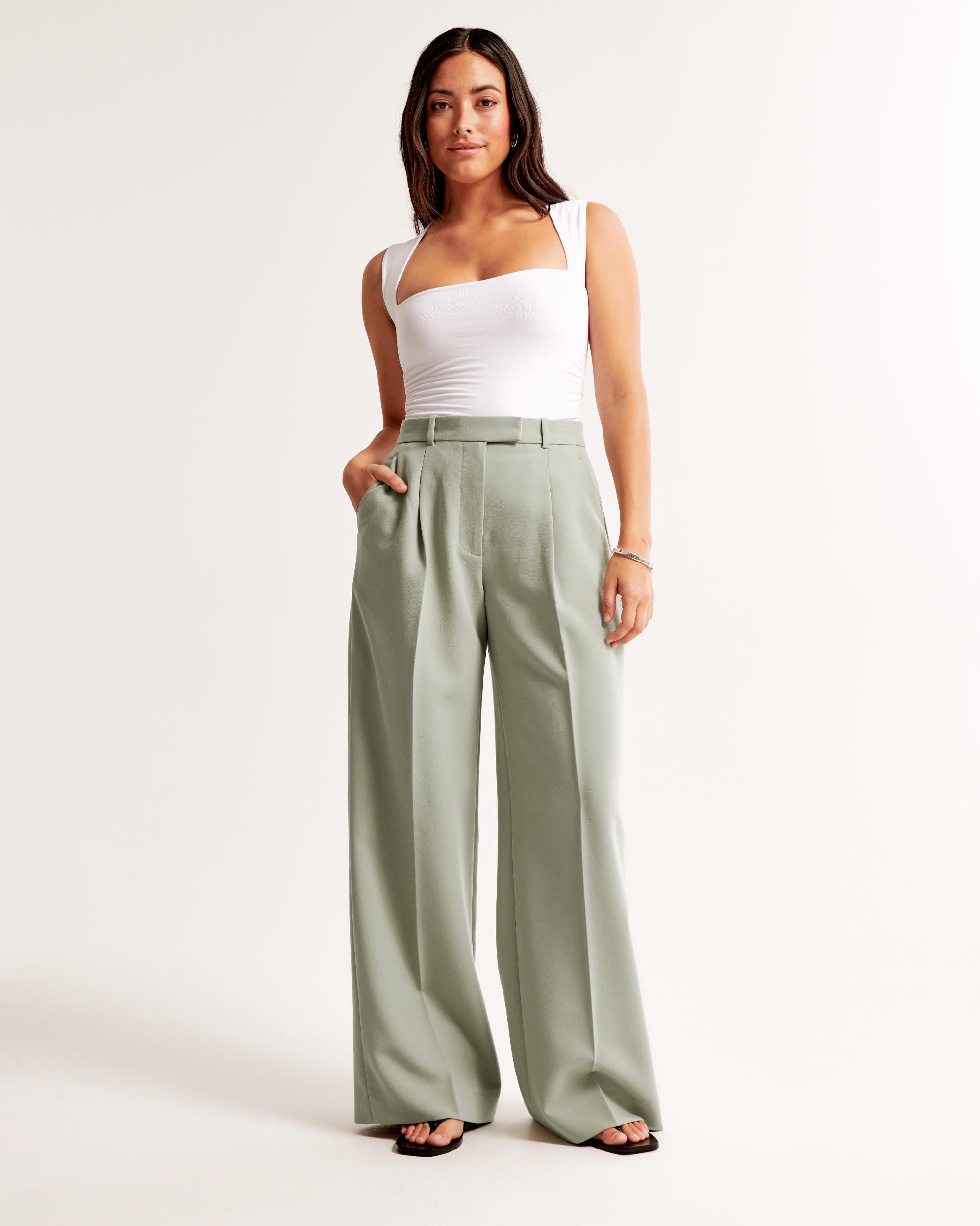Curve Love A&F Harper Tailored Ultra Wide Leg Pant Product Image
