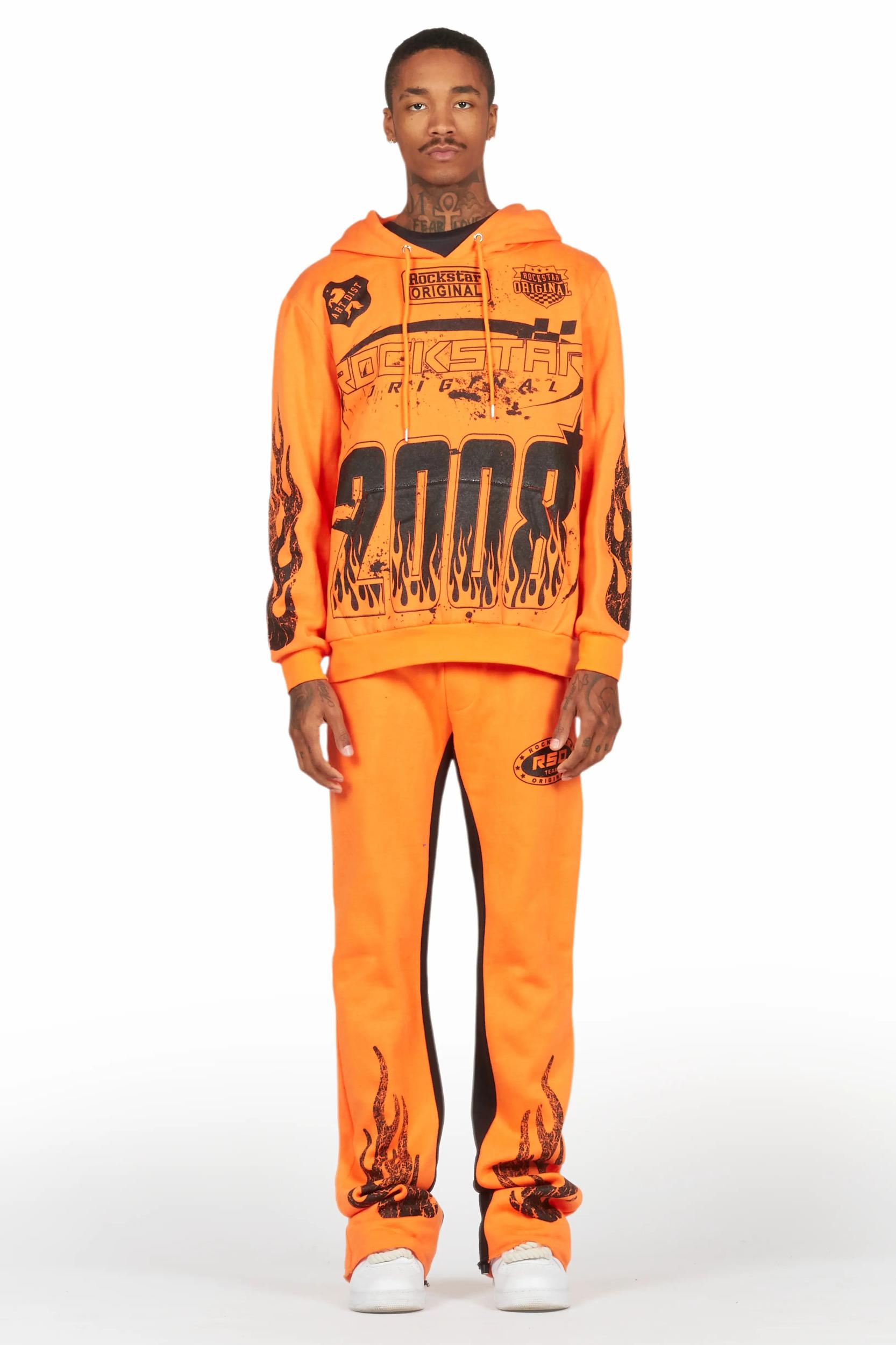 Amos Orange Hoodie/Baggy Track Pant Set Male Product Image