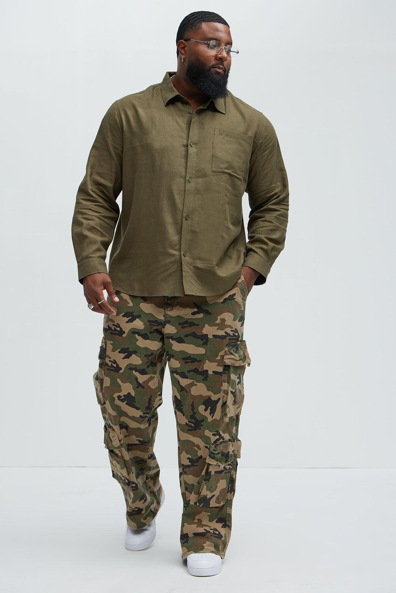 Bahamas Linen Single Pocket Long Sleeve Shirt - Olive Product Image