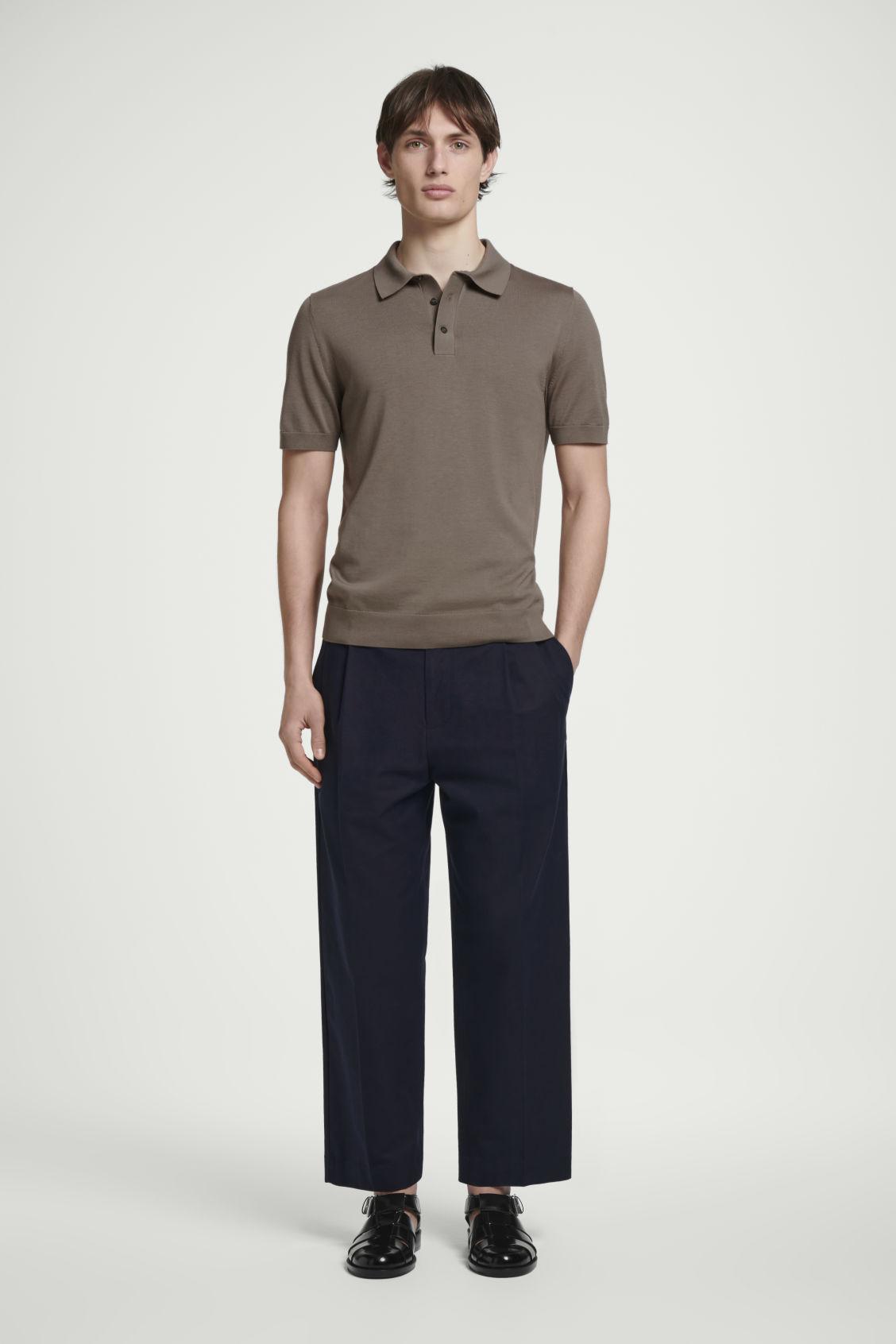 SLIM KNITTED SILK POLO SHIRT Product Image