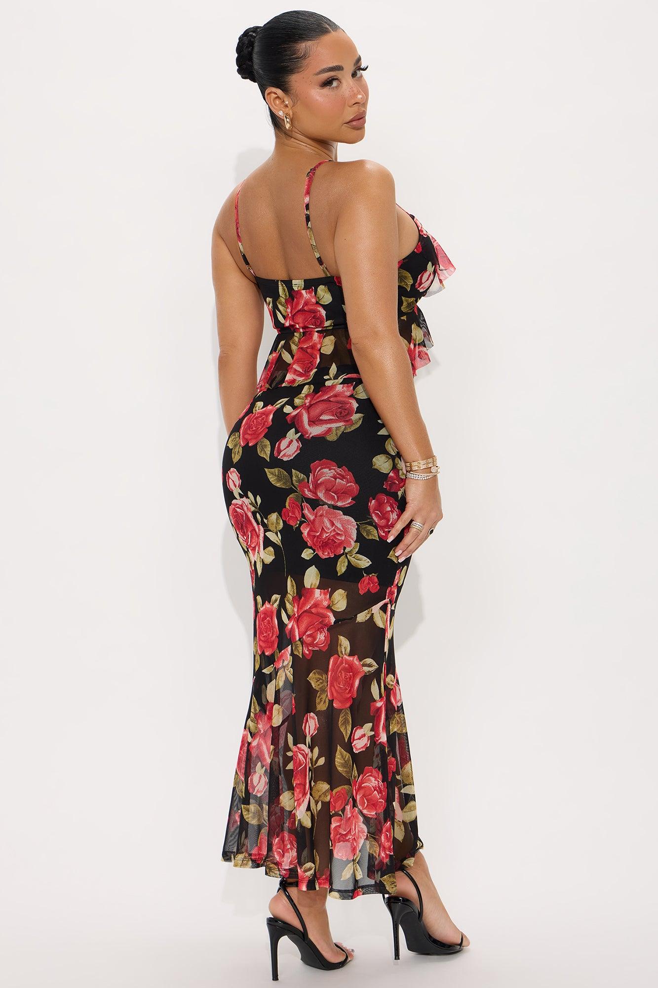 La Rosa Mesh Maxi Skirt Set - Black Product Image