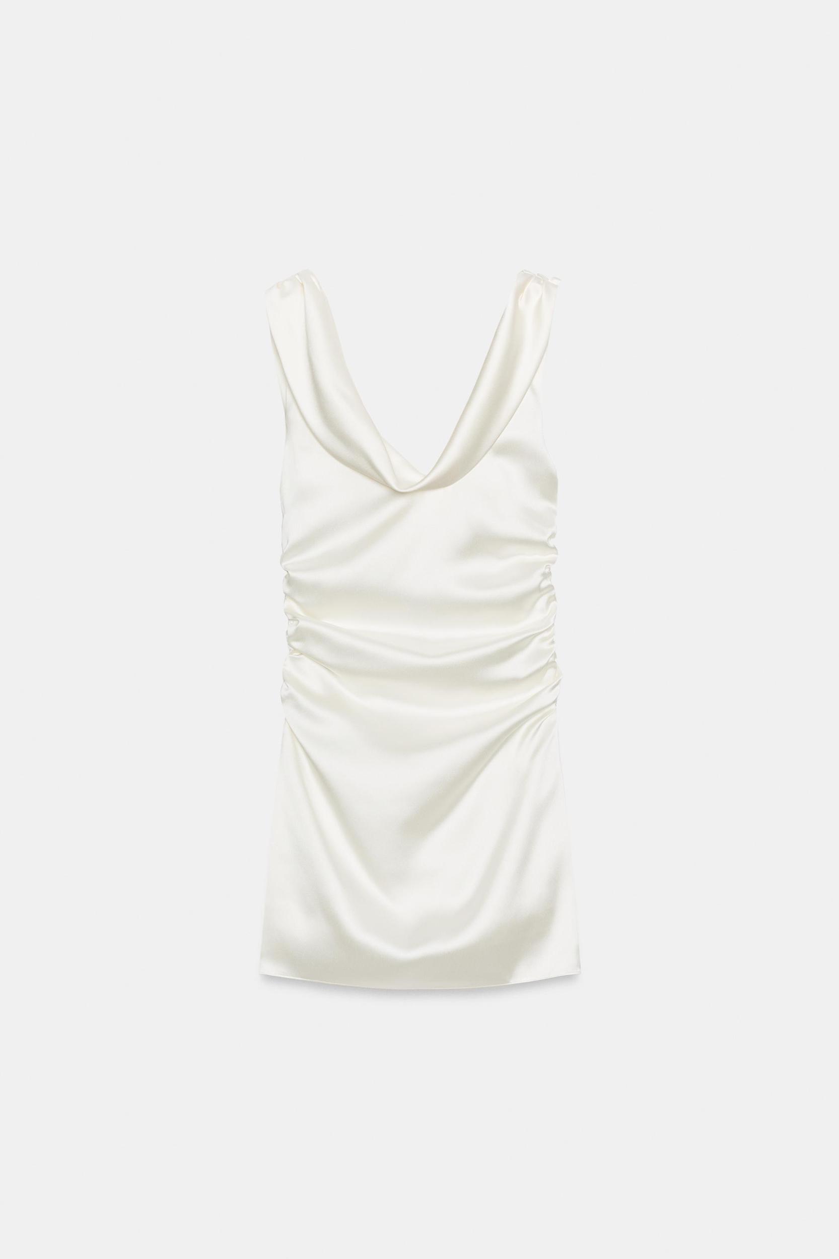 DRAPED SATIN MINI DRESS Product Image
