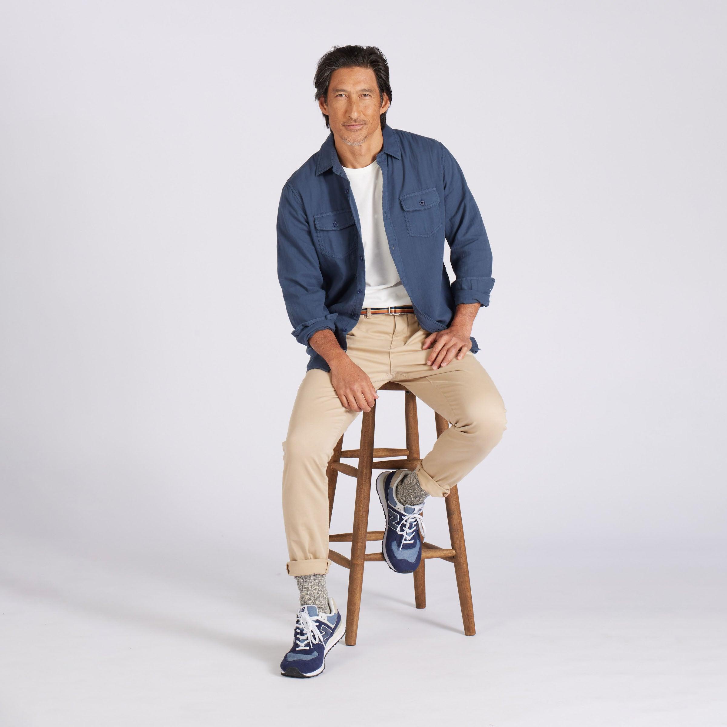 Brando Lightweight Double Cloth Shirt - Midnight Navy Product Image