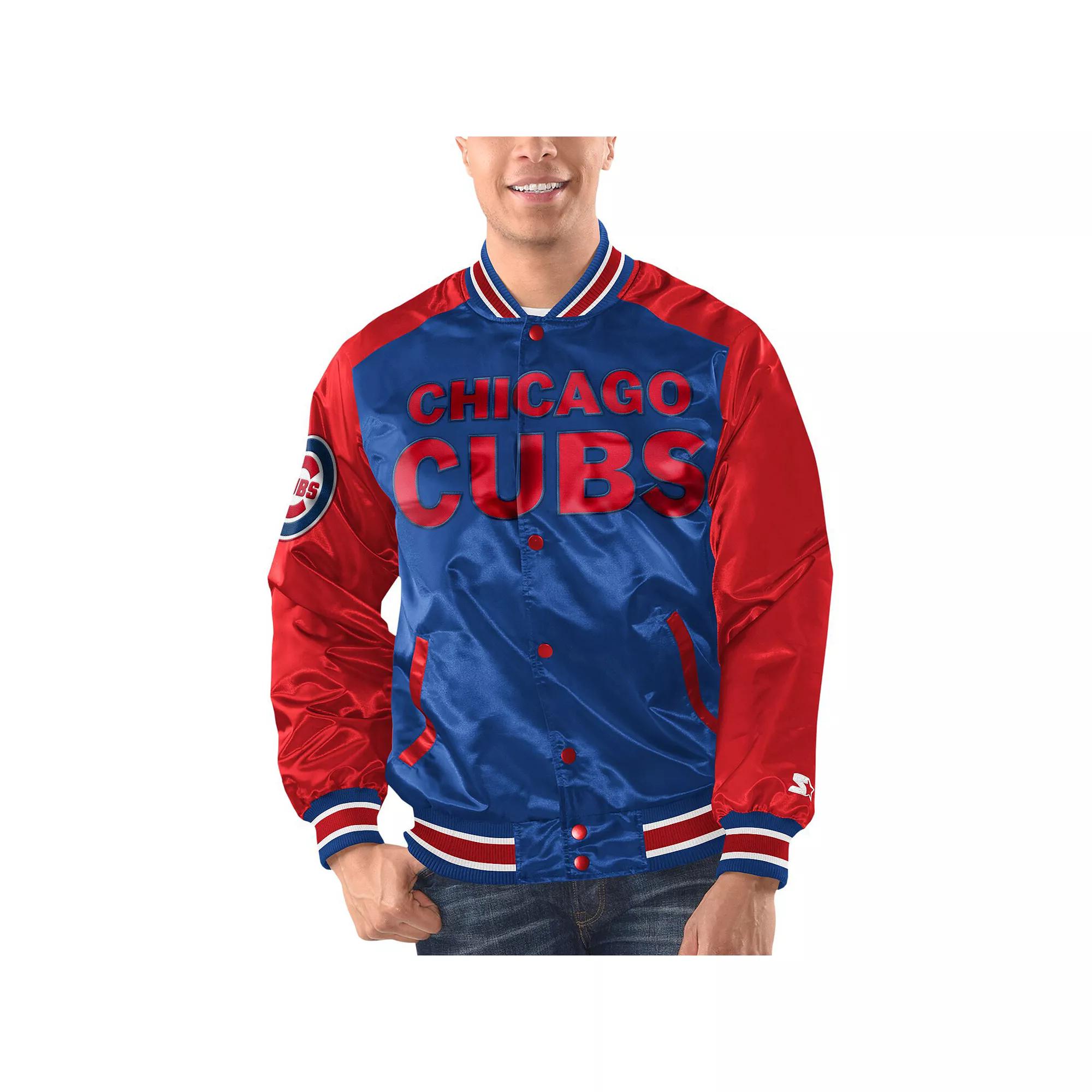 Men's Starter Royal/Red Chicago Cubs Varsity Satin Full-Snap Jacket, Size: XL, Blue Product Image