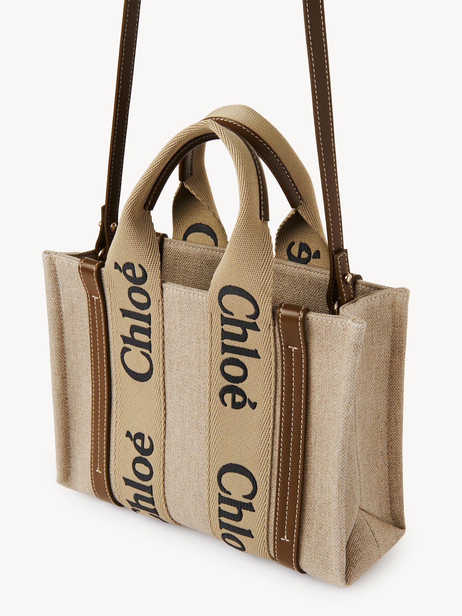 Small Woody tote bag in linen Product Image
