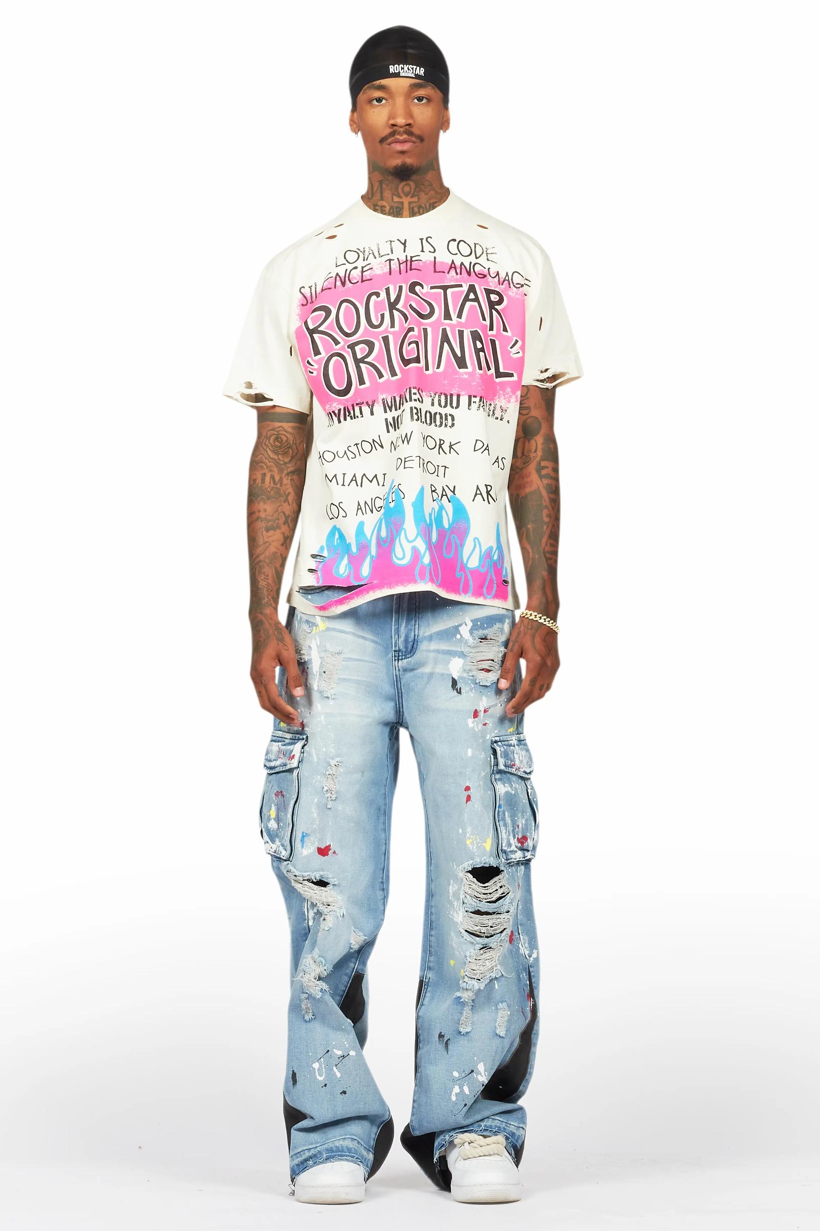 Dru Blue Painter Baggy Cargo Jean Male Product Image