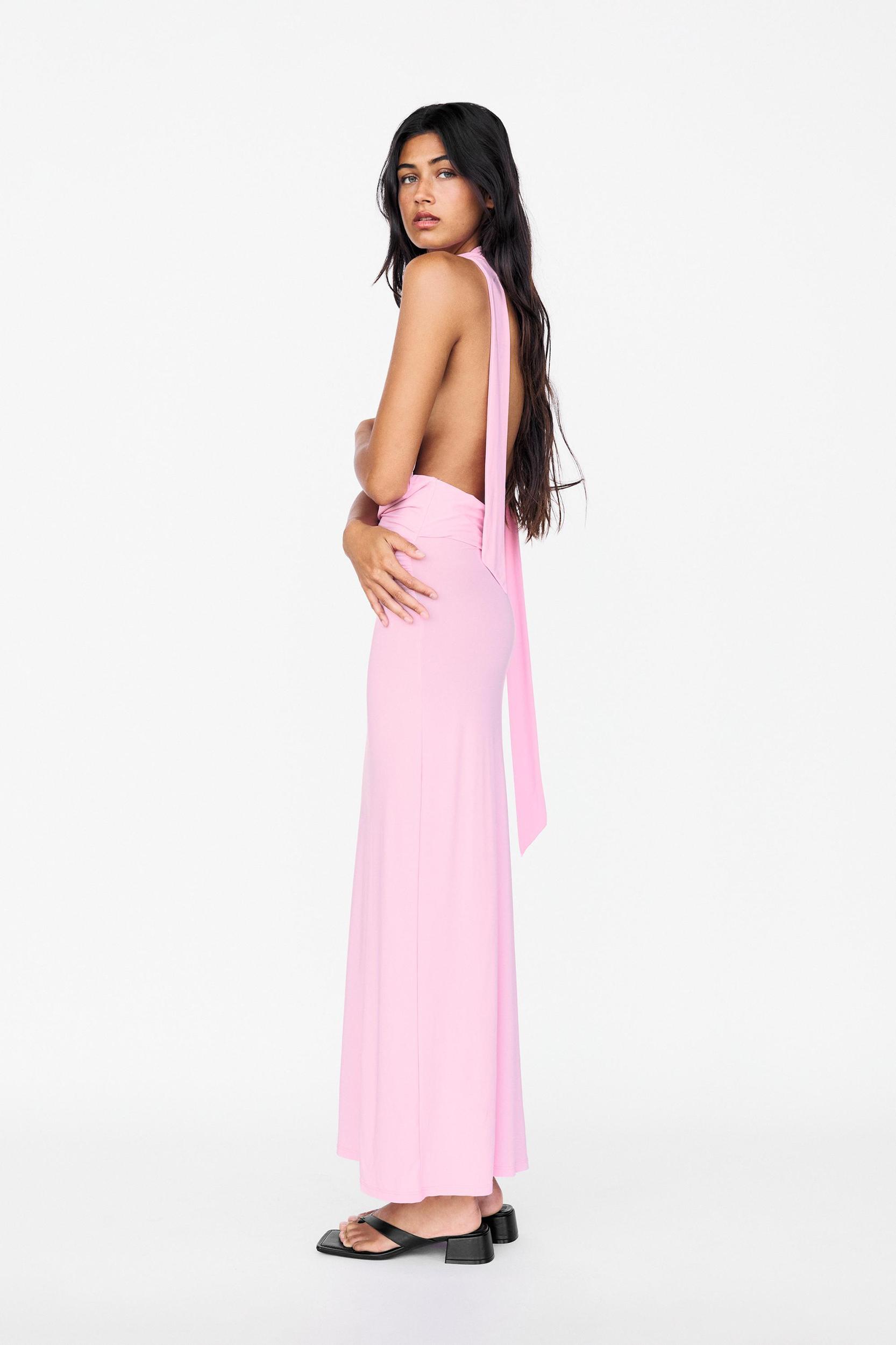 Midi dress with an open back and bow Product Image