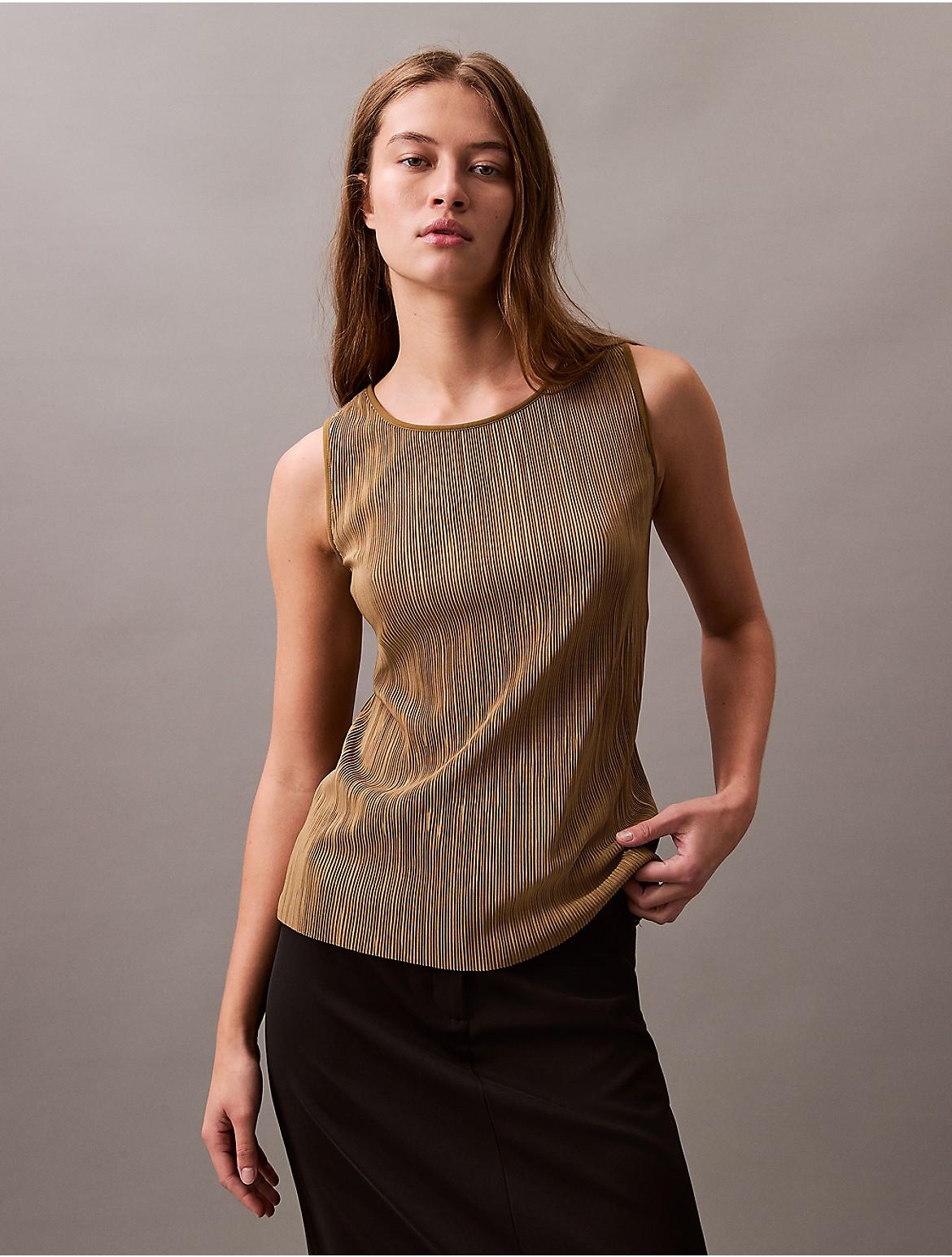 Calvin Klein Womens Plisse Tank Top - Navy Product Image