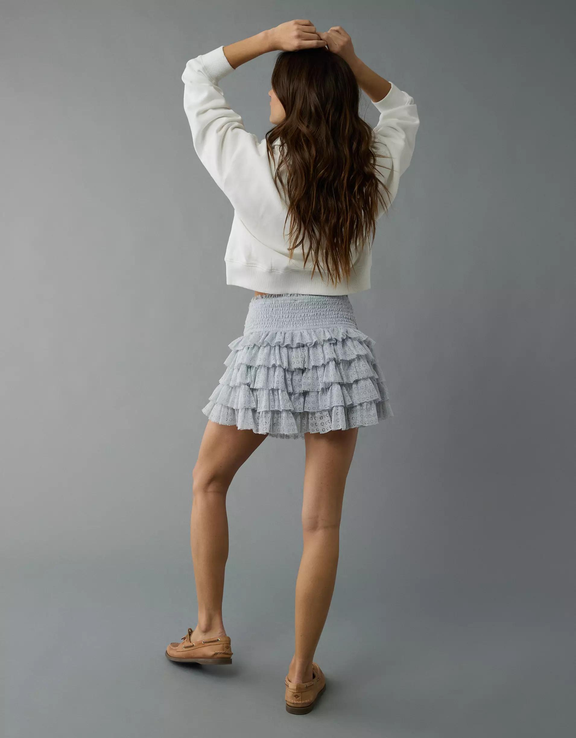 AE High-Waisted Ruffle Mini Skort Product Image