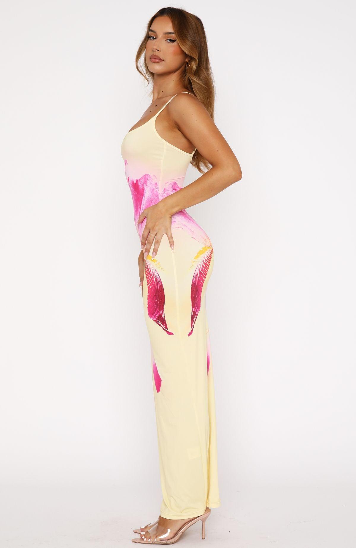 Feeling The Heat Maxi Dress Lemon Spritz Product Image