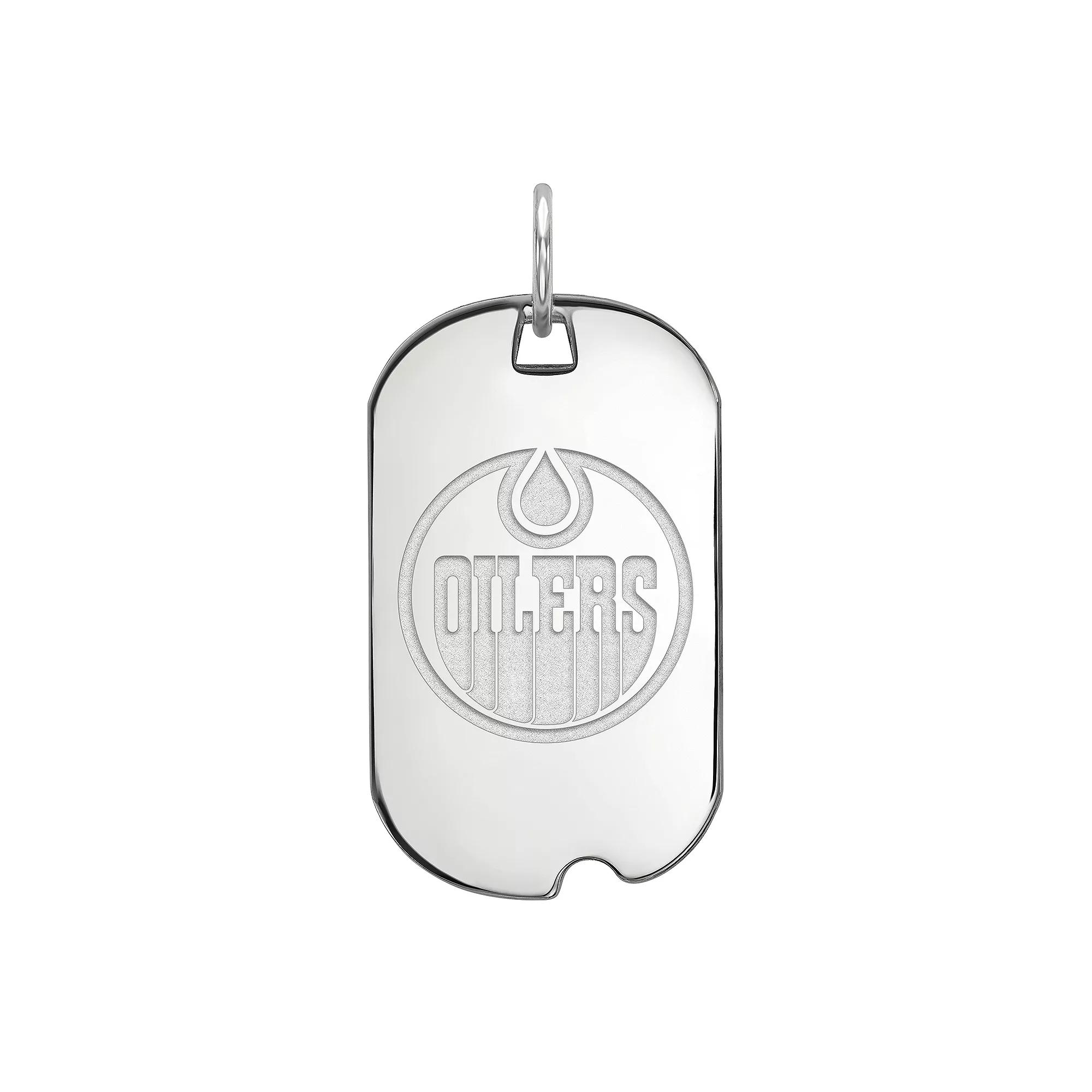 LogoArt Sterling Silver Edmonton Oilers Small Dog Tag Pendant, Women's, Size: 12MM Product Image
