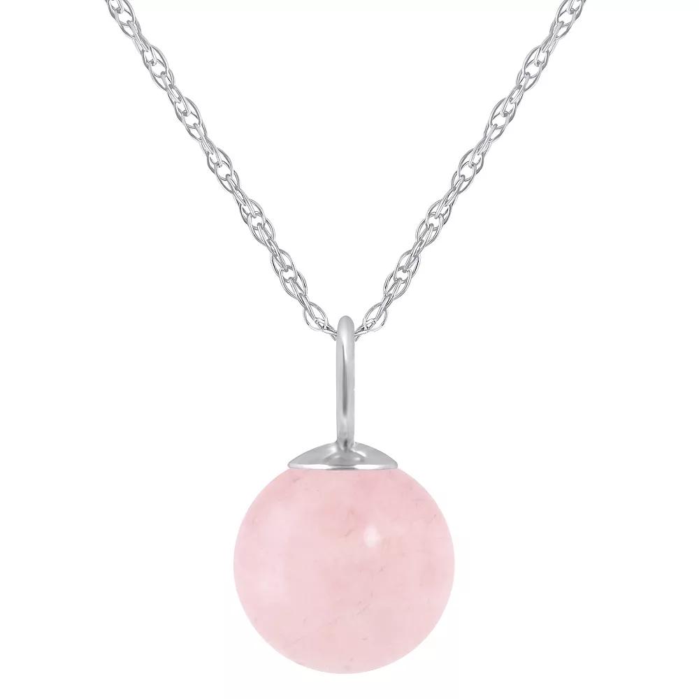 Celebration Gems Sterling Silver 6 mm Sphere Gemstone Pendant Necklace, Women's, Size: 18", Pink Quartz Product Image