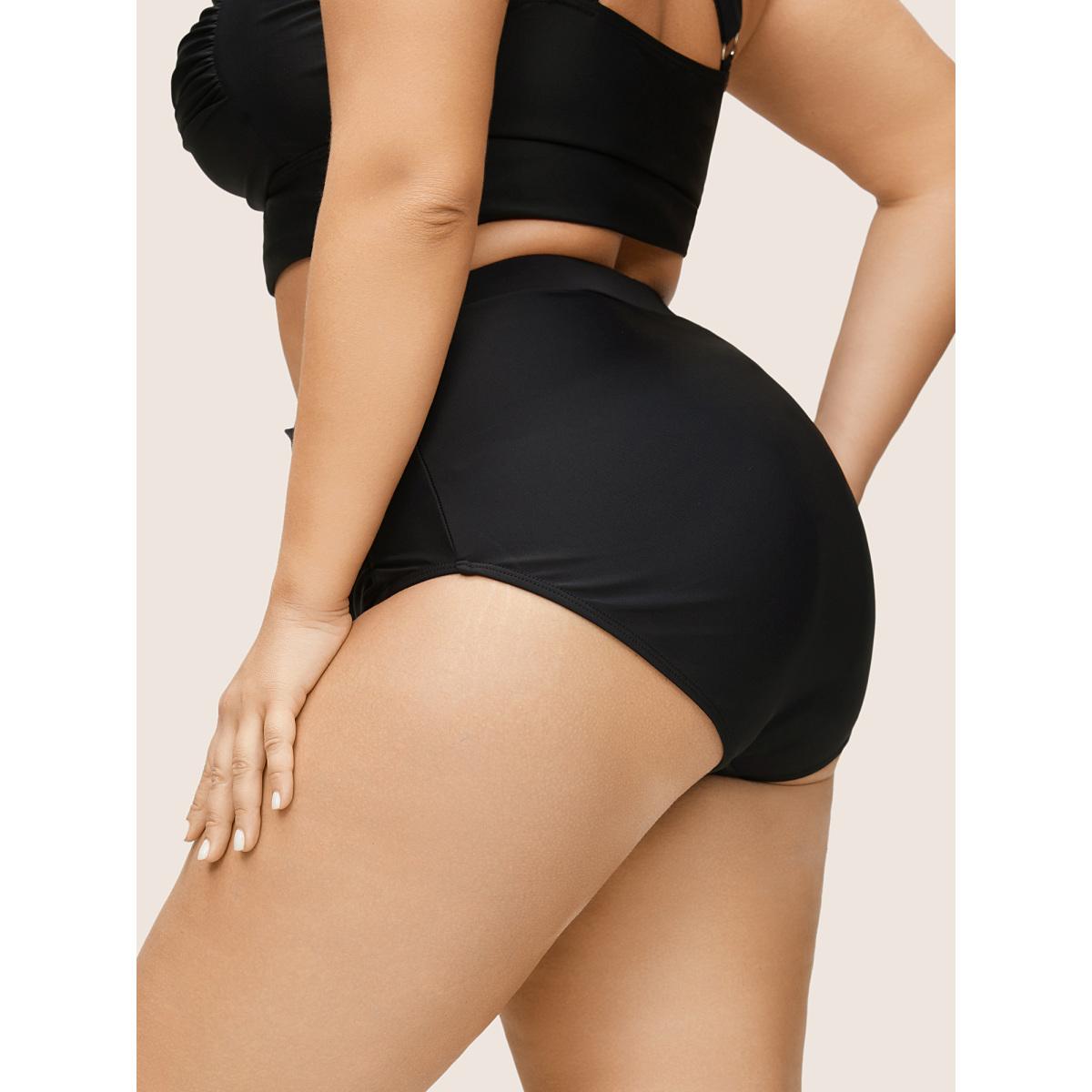 Plus Size Solid Crossover Square Neck Adjustable Straps Swim Top Women's Swimwear Indigo Resort Twist High stretch Skinny Square Neck Curve Swim Tops BloomChic 30/6X Product Image