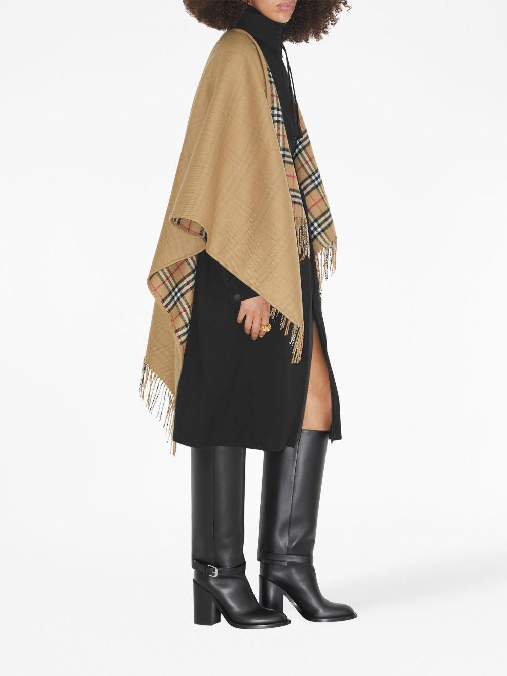 check-pattern reversible wool cape Product Image